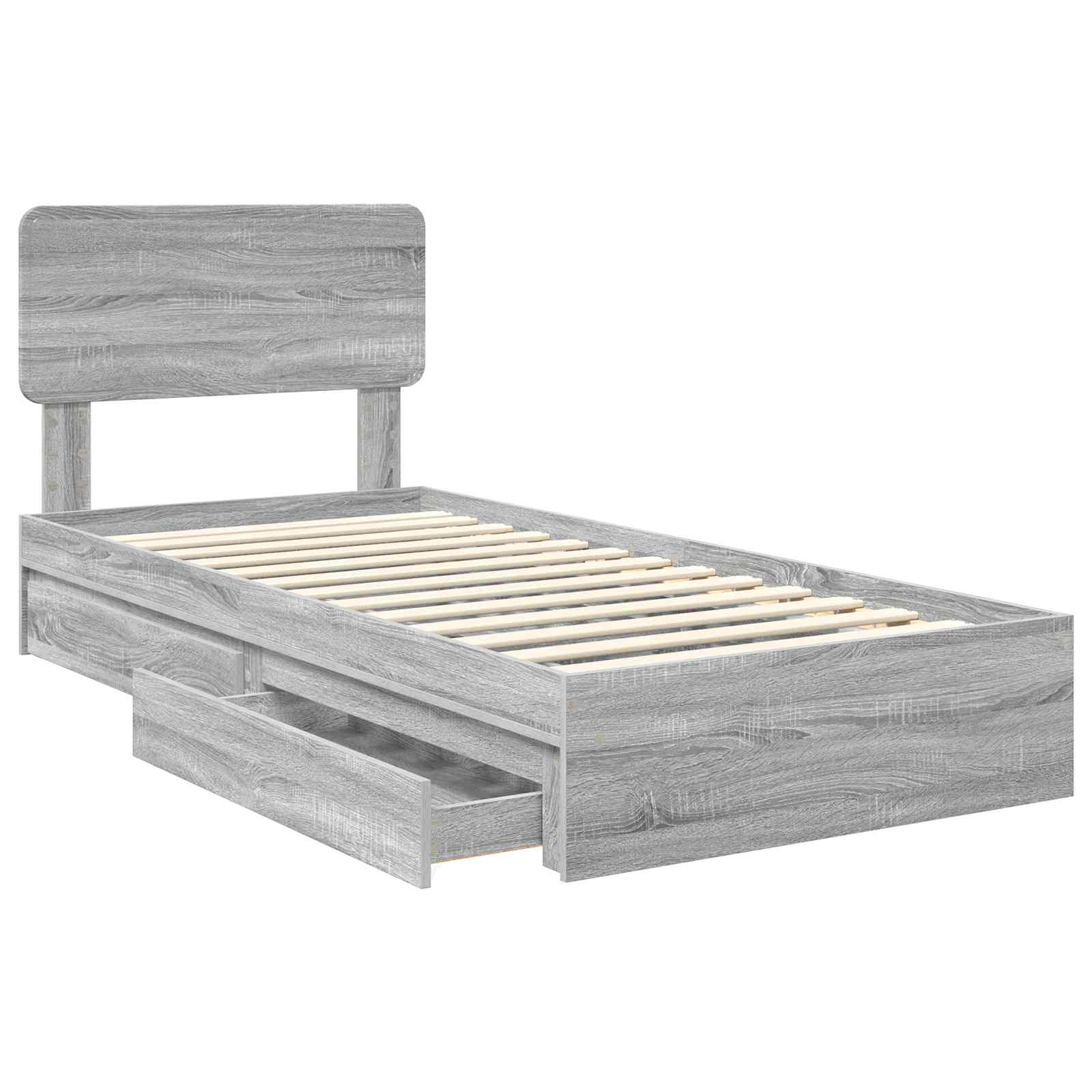 Krevet s od storage Siva Sonoma 90 x 190 cm Konstruirano drvo