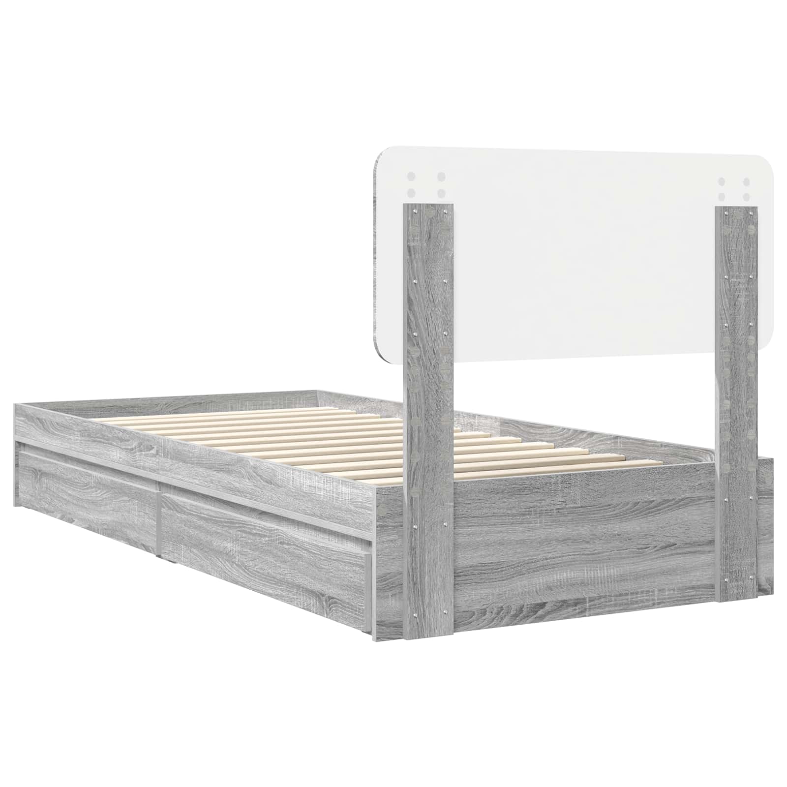 Krevet s od storage Siva Sonoma 90 x 190 cm Konstruirano drvo
