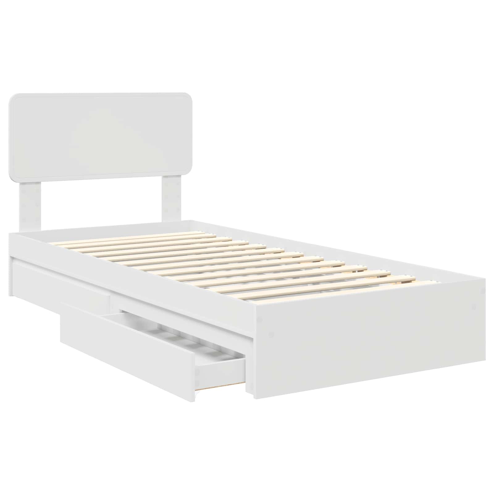 Krevet s od storage Bijelo 75 x 190 cm Konstruirano drvo