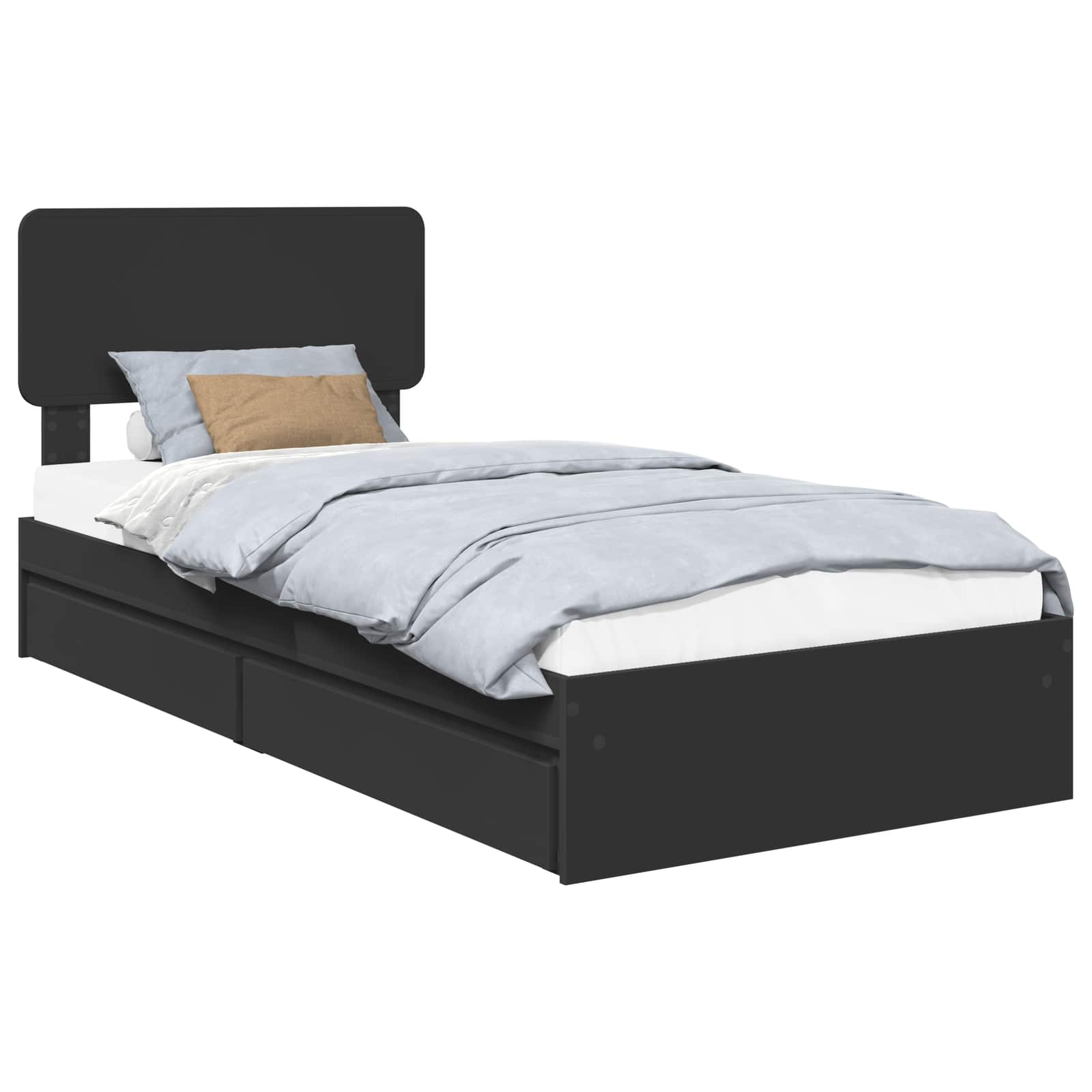 Krevet s od storage Crna 75 x 190 cm Konstruirano drvo