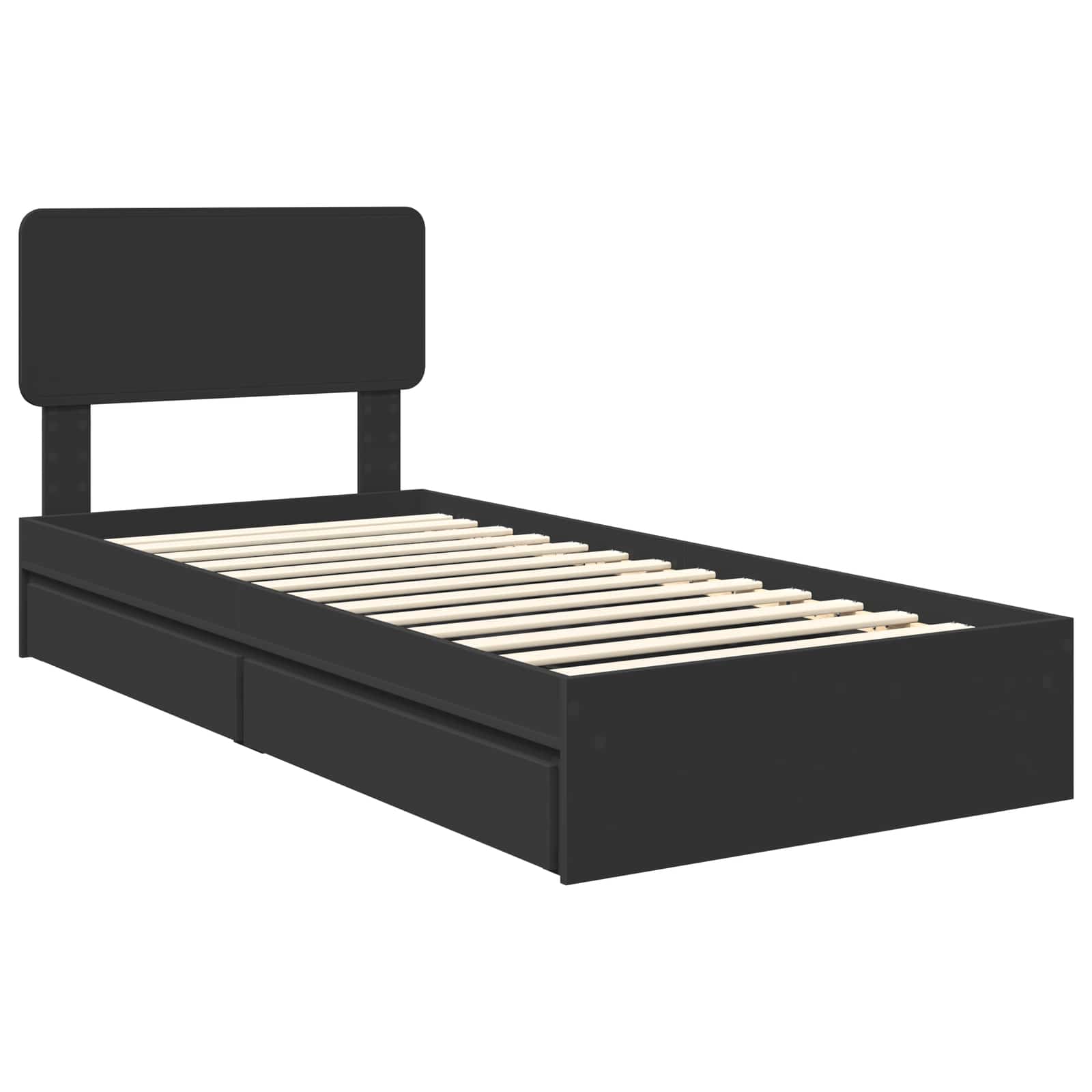 Krevet s od storage Crna 75 x 190 cm Konstruirano drvo