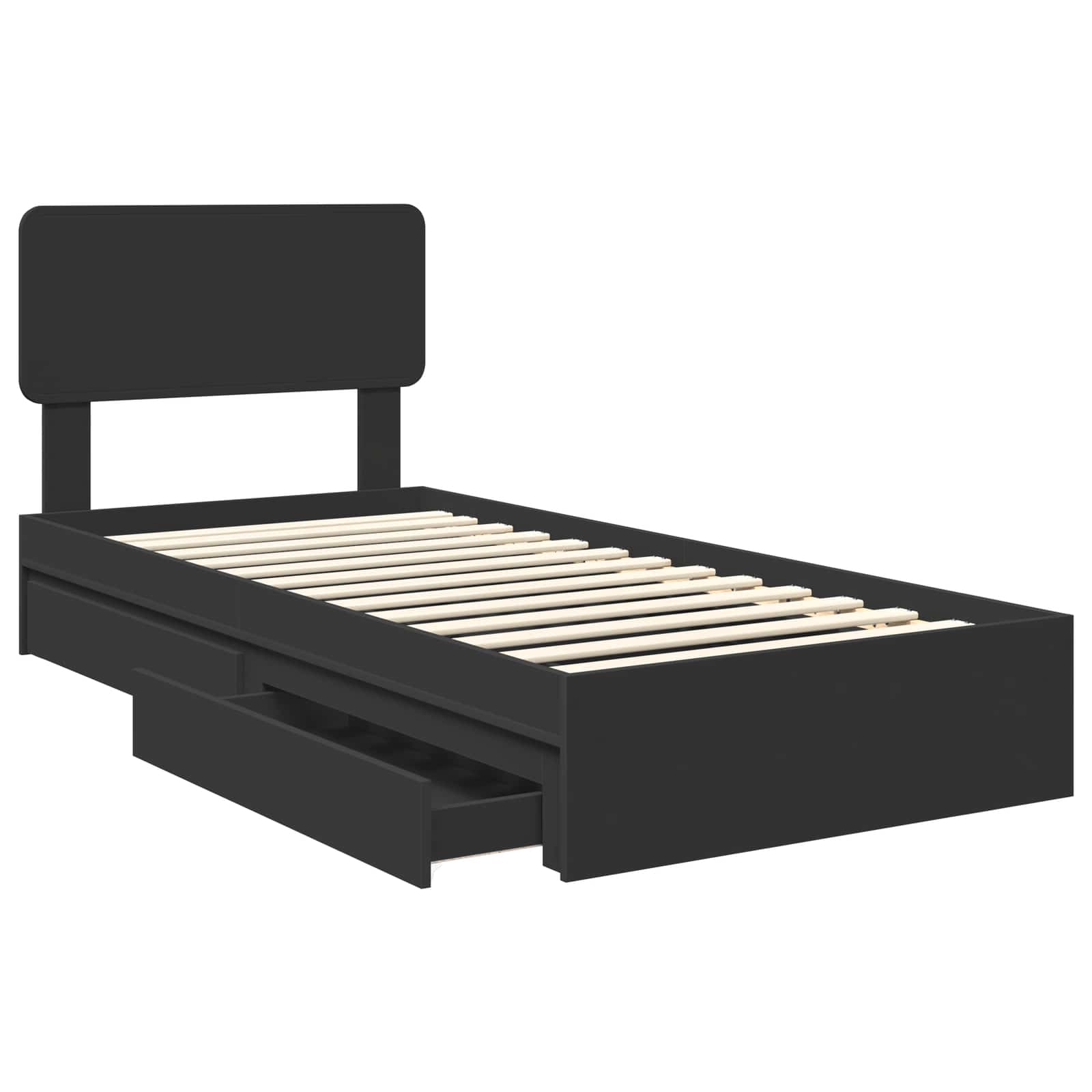 Krevet s od storage Crna 75 x 190 cm Konstruirano drvo