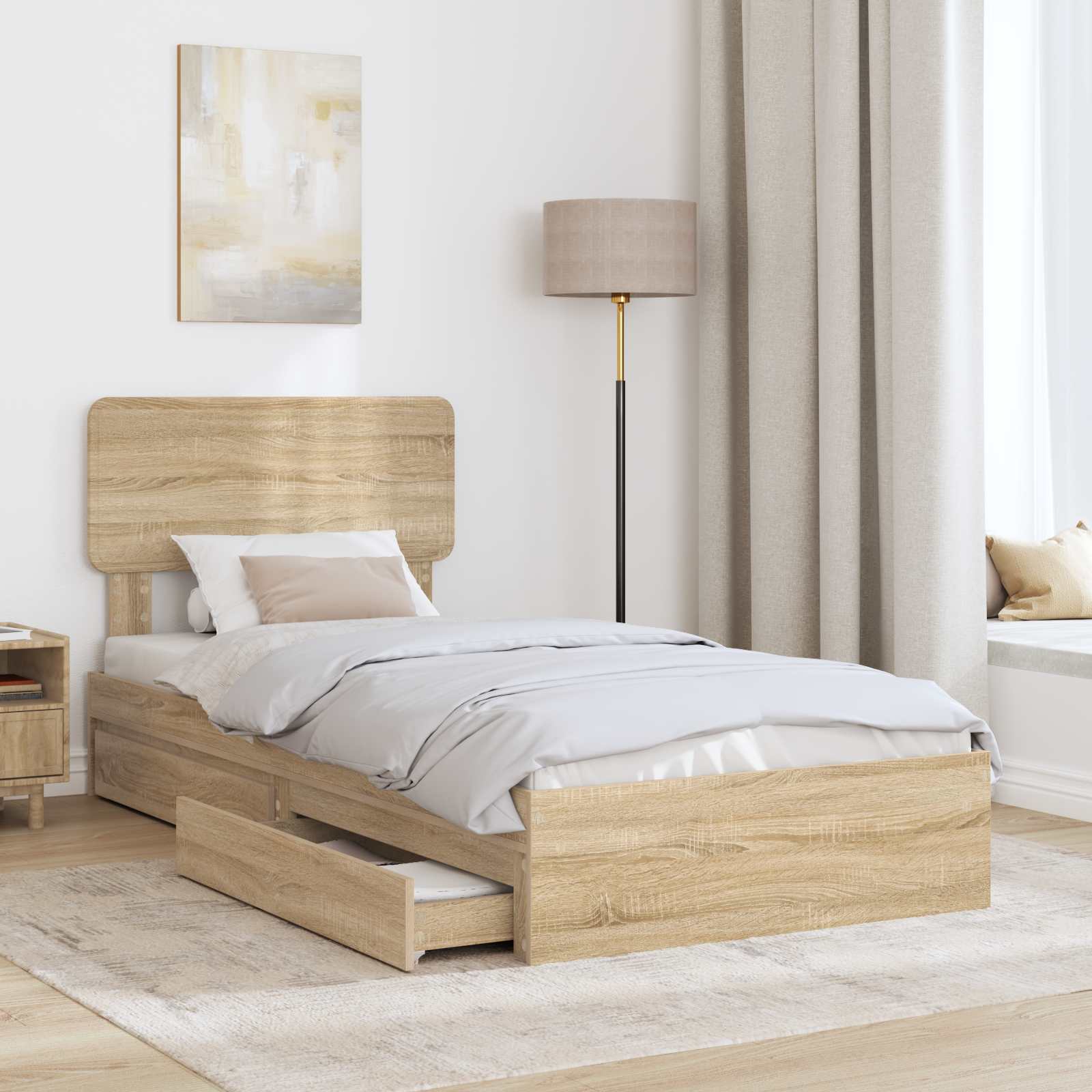 Krevet s od storage Sonoma hrast 75 x 190 cm Konstruirano drvo