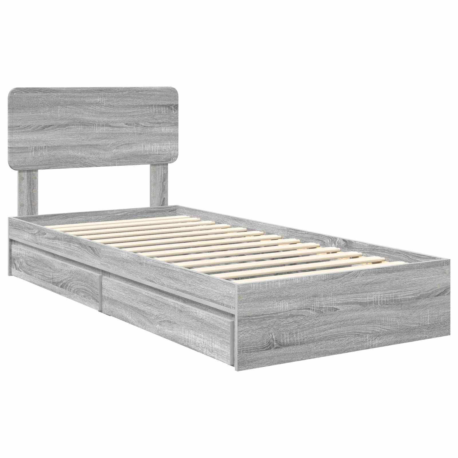 Krevet s od storage Siva Sonoma 75 x 190 cm Konstruirano drvo