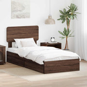 Krevet s od storage Smeđi hrast 75 x 190 cm Konstruirano drvo