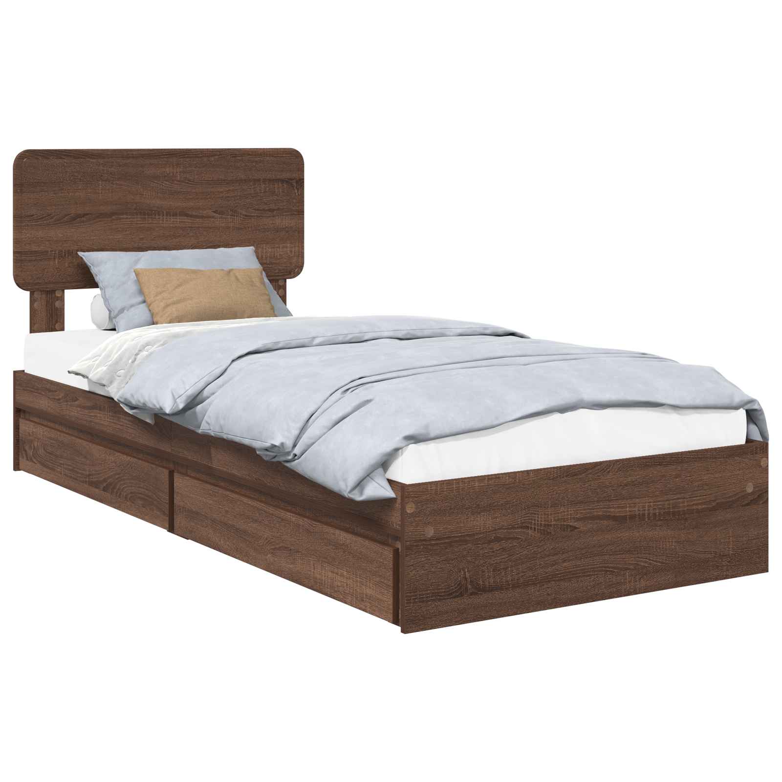 Krevet s od storage Smeđi hrast 75 x 190 cm Konstruirano drvo