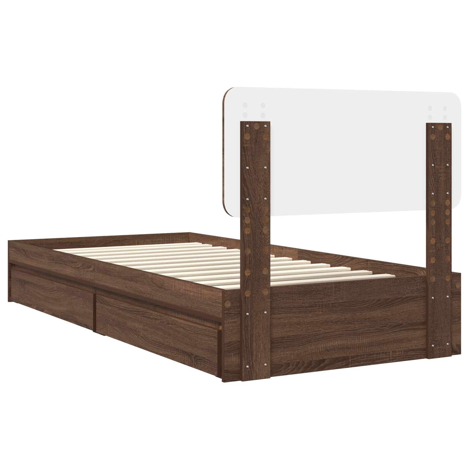 Krevet s od storage Smeđi hrast 75 x 190 cm Konstruirano drvo