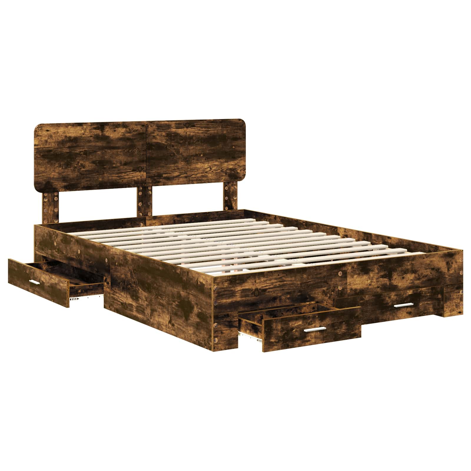 Krevetna konstrukcija s uzglavljem Dimljeni hrast 150 x 200 cm