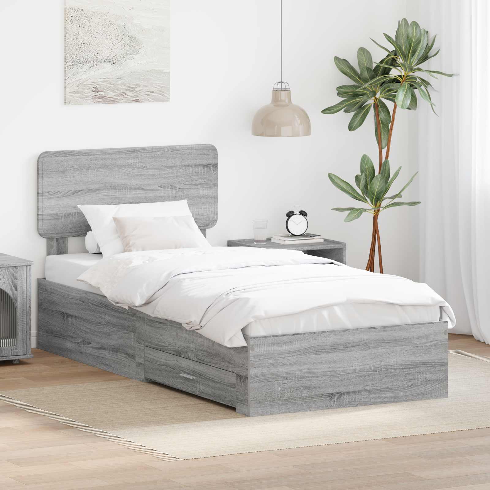 Krevetna konstrukcija Siva Sonoma 90 x 190 cm Konstruirano drvo