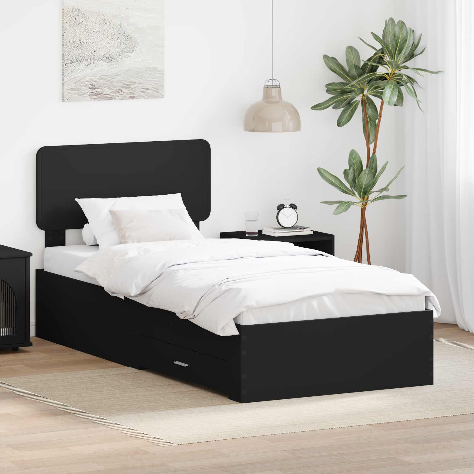 Krevetna konstrukcija Crna 75 x 190 cm Konstruirano drvo