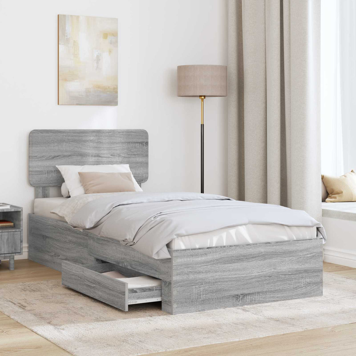 Krevetna konstrukcija Siva Sonoma 75 x 190 cm Konstruirano drvo
