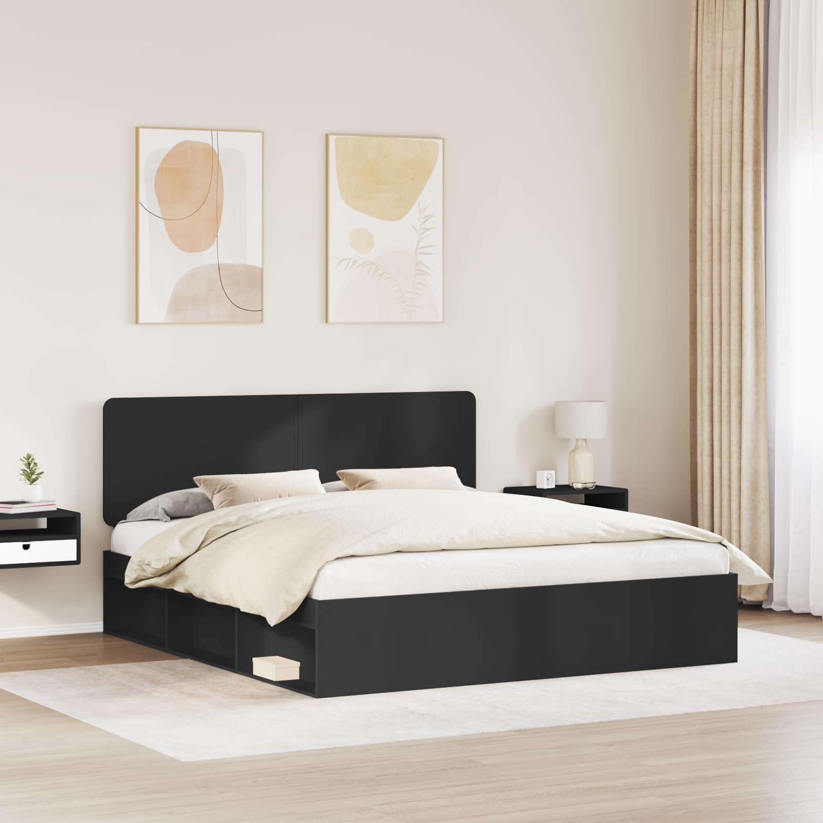 Krevetna konstrukcija Crna 180 x 200 cm Čvrsto borovo drvo