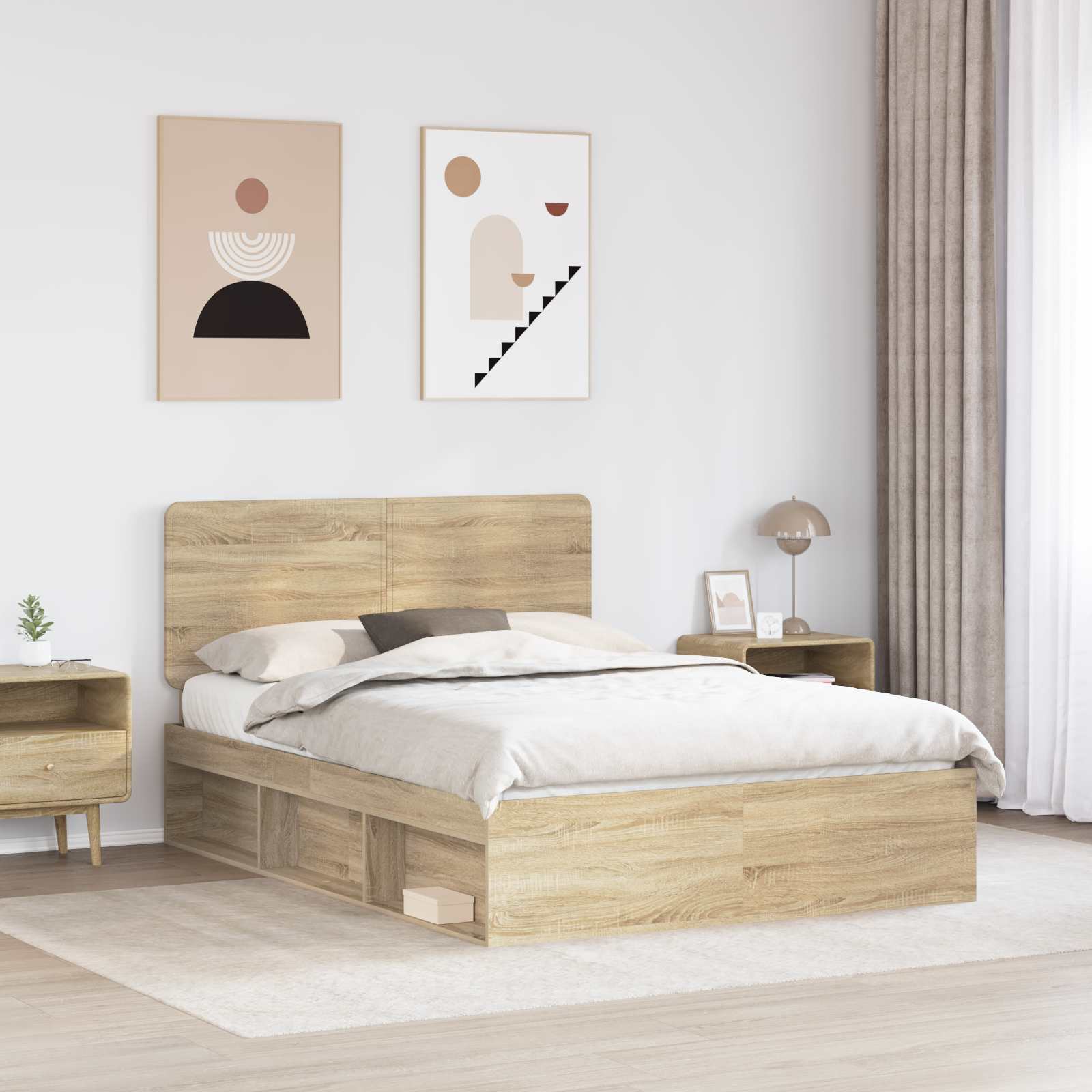 Krevetna konstrukcija s uzglavljem Sonoma hrast 150 x 200 cm