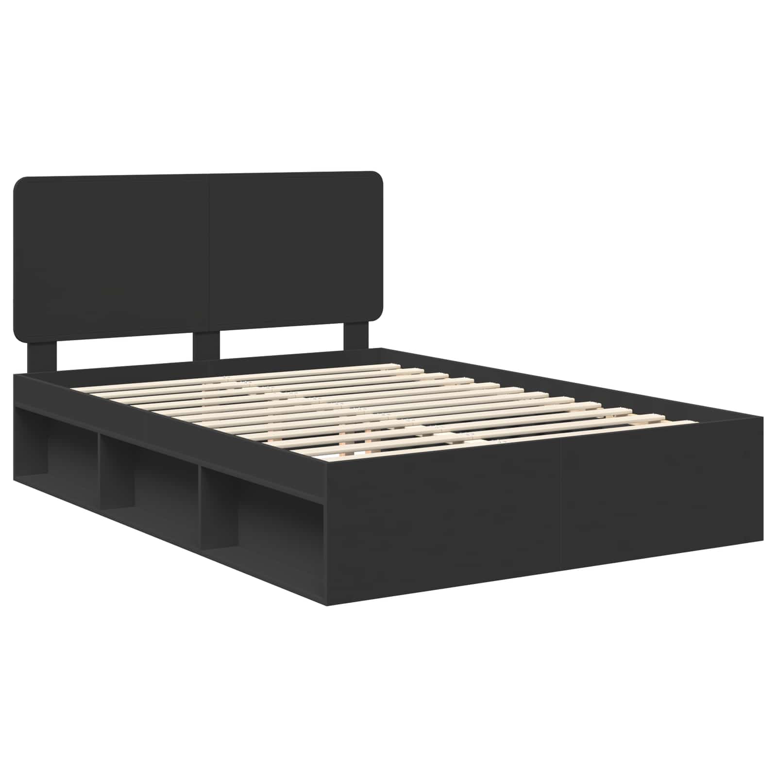 Krevetna konstrukcija Crna 140 x 200 cm Čvrsto borovo drvo
