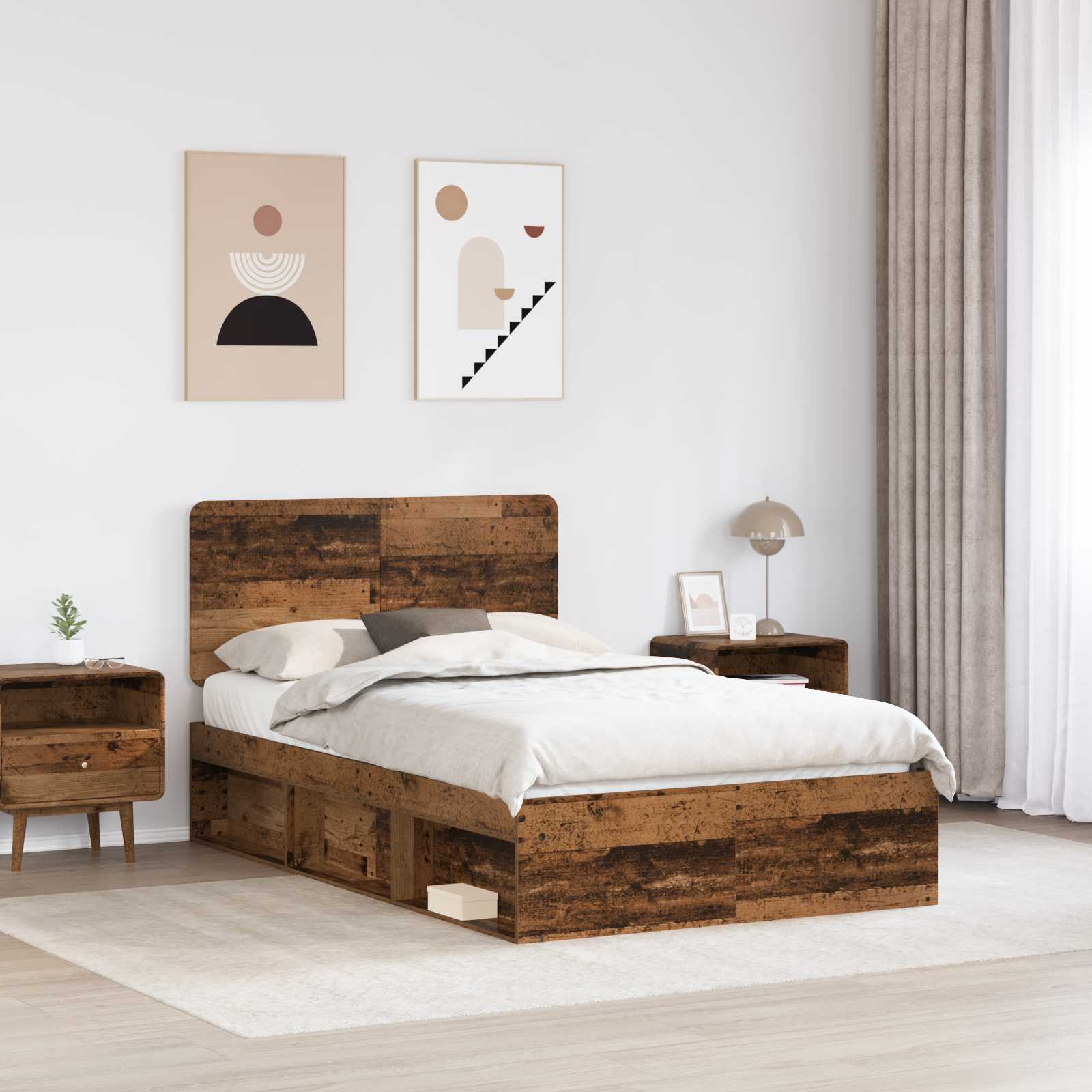 Krevetna konstrukcija s uzglavljem Staro drvo 120 x 200 cm