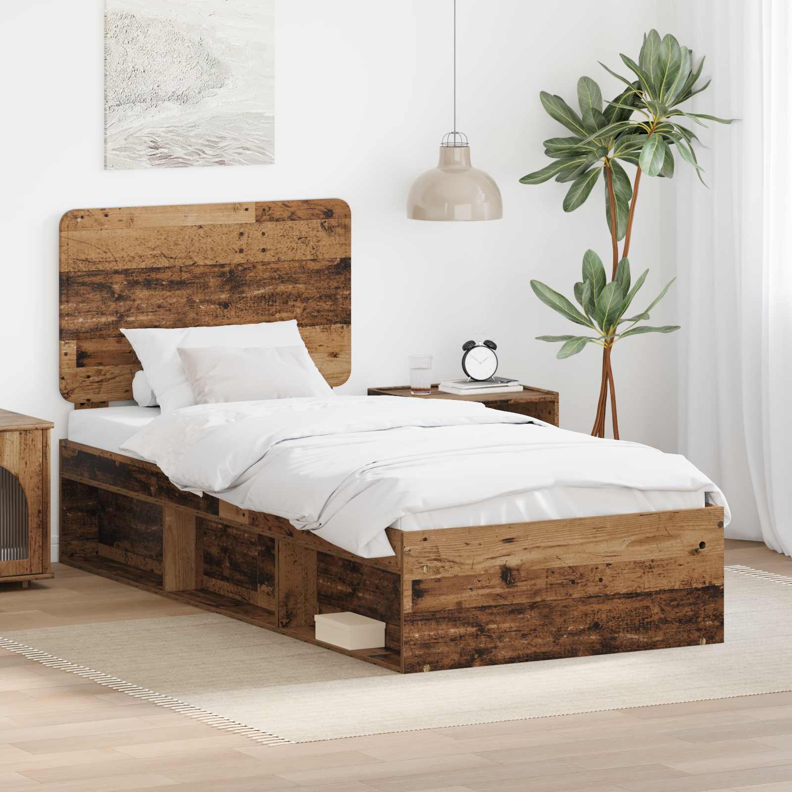 Krevetna konstrukcija s uzglavljem Staro drvo 100 x 200 cm