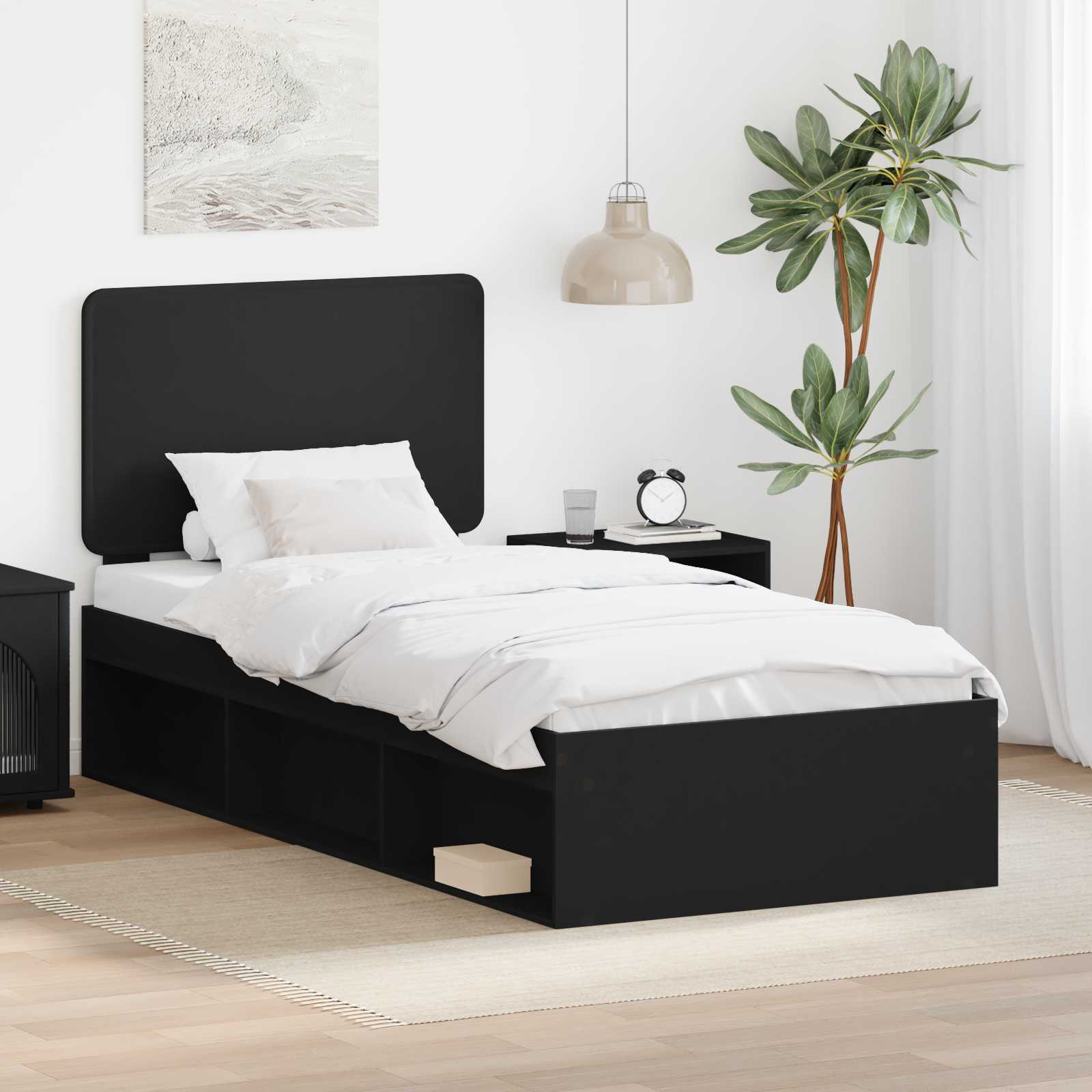 Krevetna konstrukcija Crna 75 x 190 cm Čvrsto borovo drvo