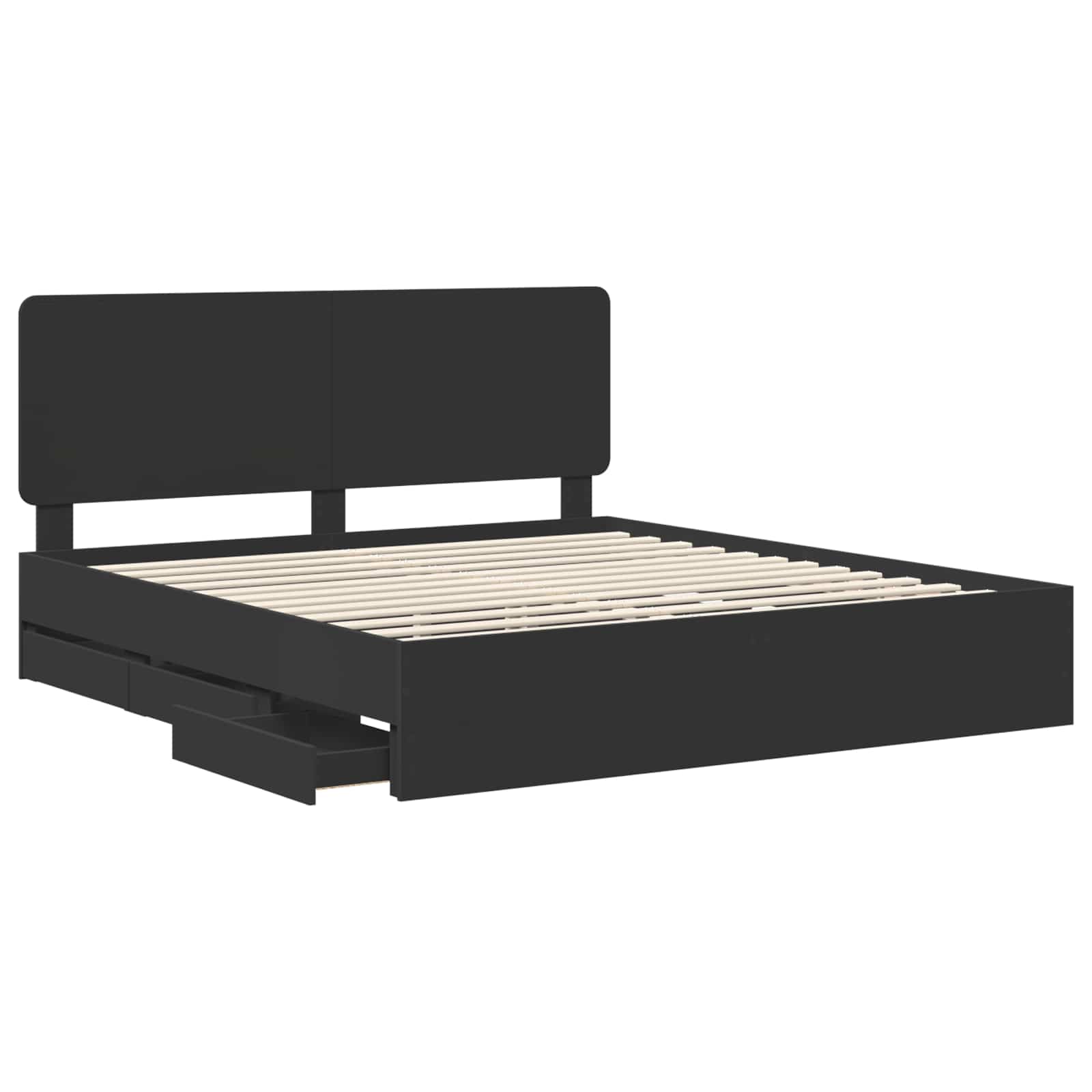 Krevetna konstrukcija Crna 200 x 200 cm Inženjersko Drvo