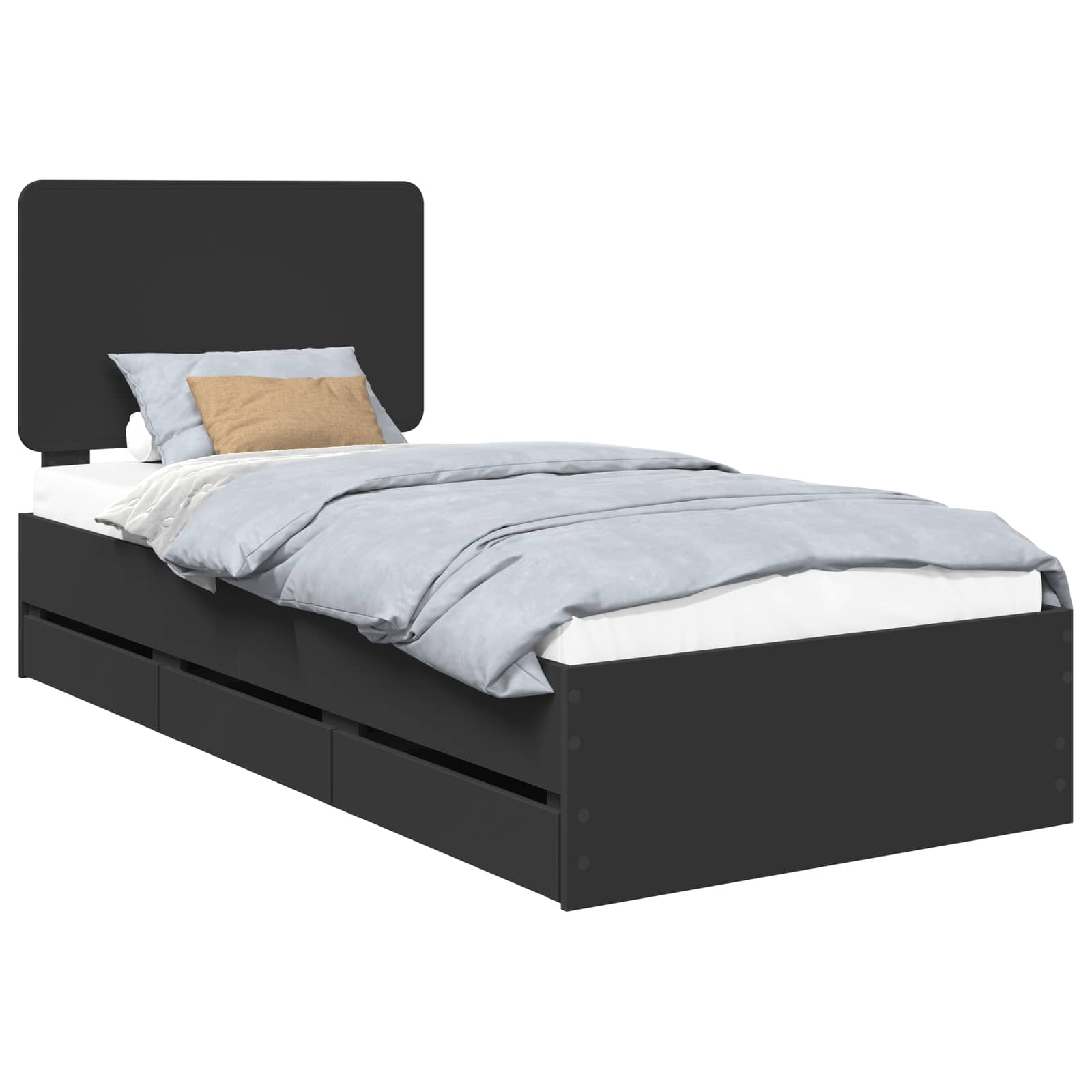 Krevetna konstrukcija Crna 90 x 200 cm Inženjersko Drvo