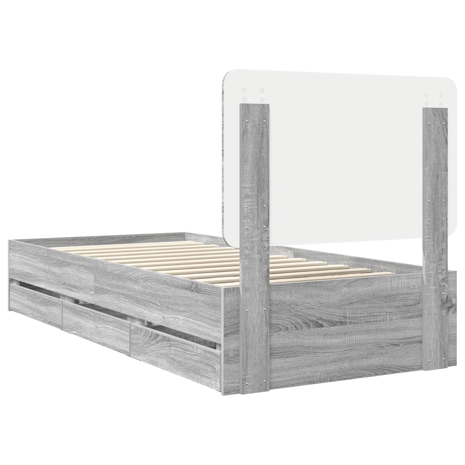 Krevetna konstrukcija Siva Sonoma 90 x 200 cm Inženjersko Drvo