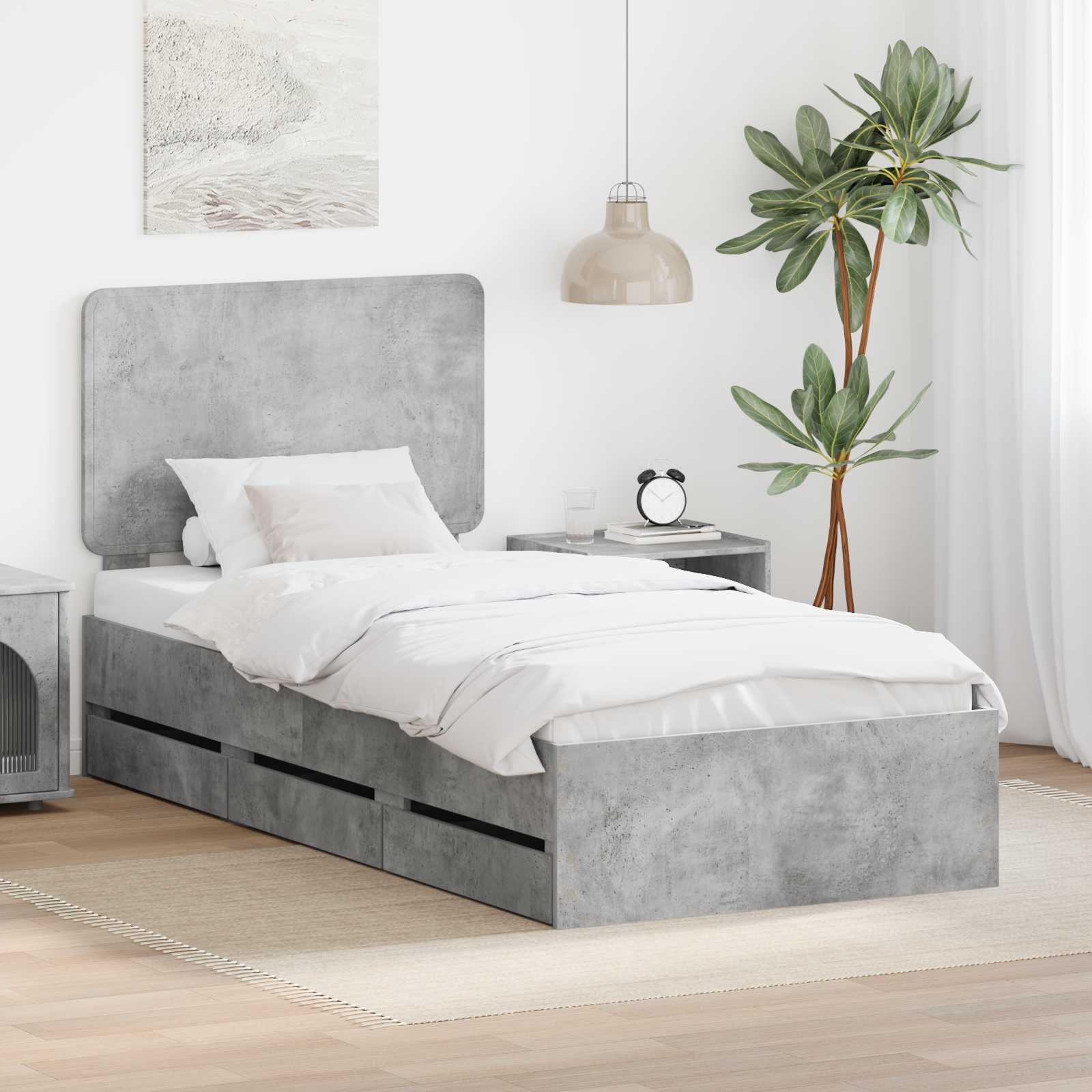 Krevetna konstrukcija s ladicama Betonski sivi 75 x 190 cm