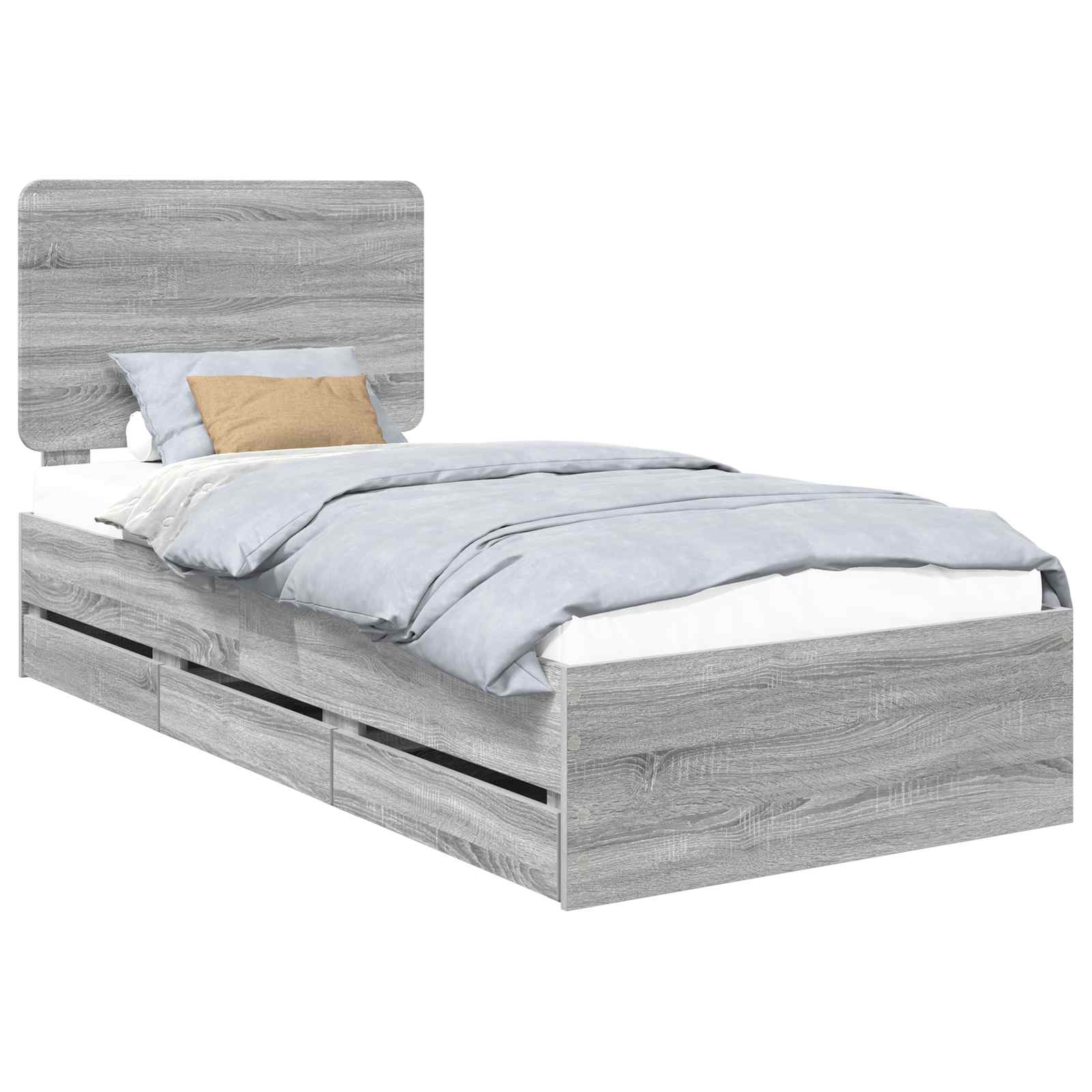 Krevetna konstrukcija Siva Sonoma 75 x 190 cm Inženjersko Drvo