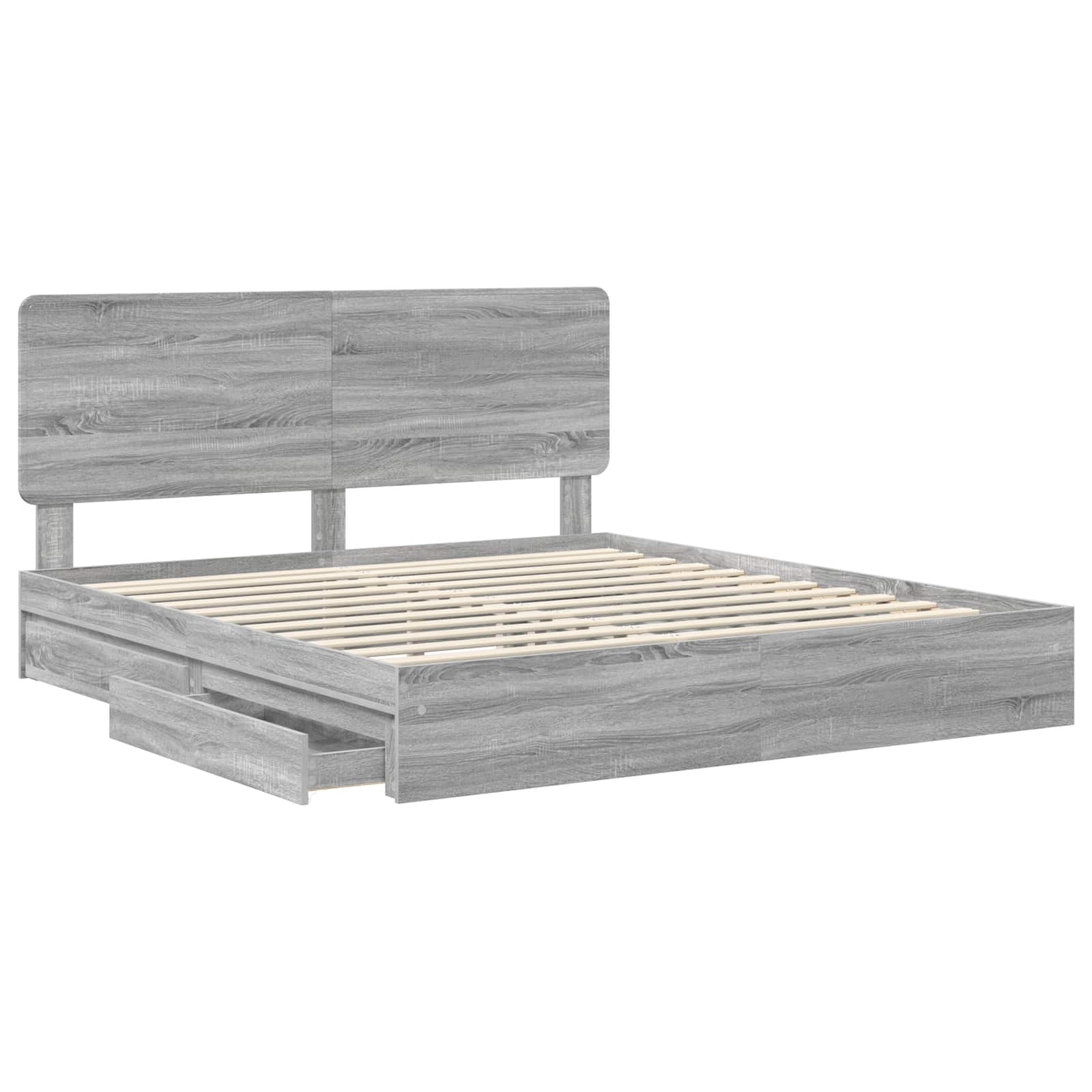 Krevet s od storage Siva Sonoma 200 x 200 cm Konstruirano drvo