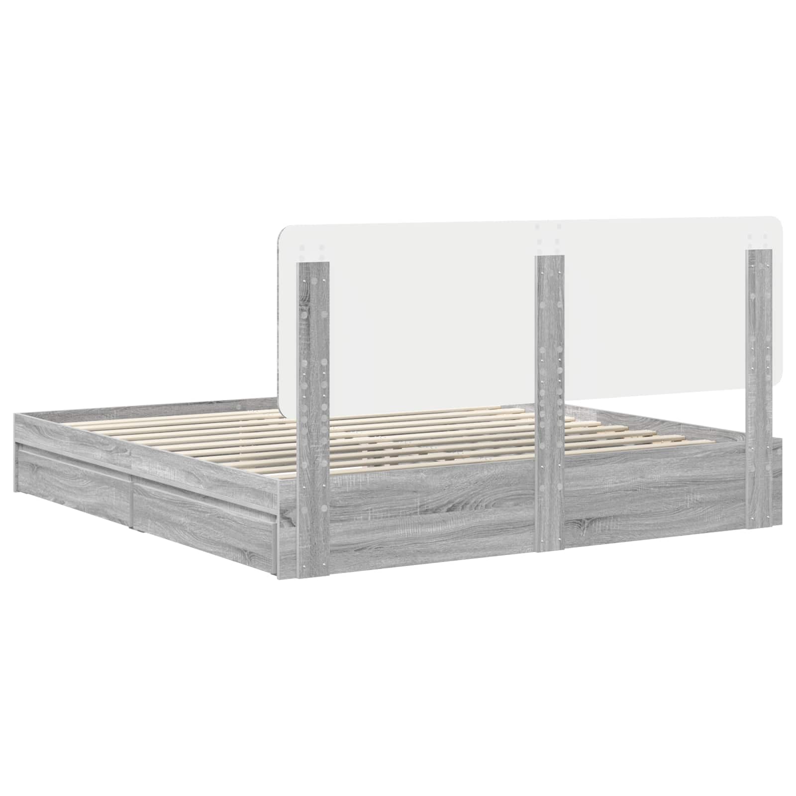 Krevet s od storage Siva Sonoma 200 x 200 cm Konstruirano drvo