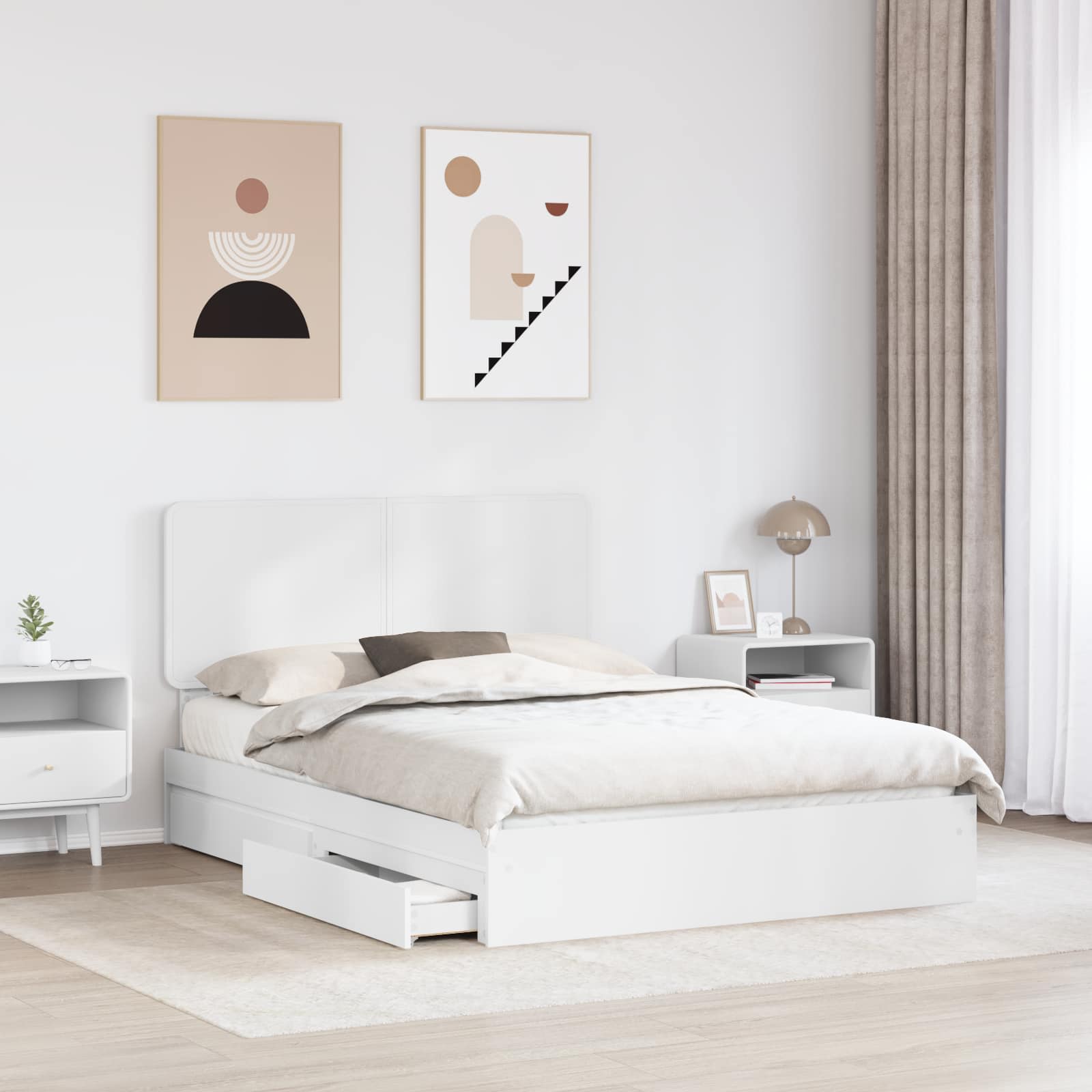 Krevet s od storage Bijelo 140 x 200 cm Konstruirano drvo