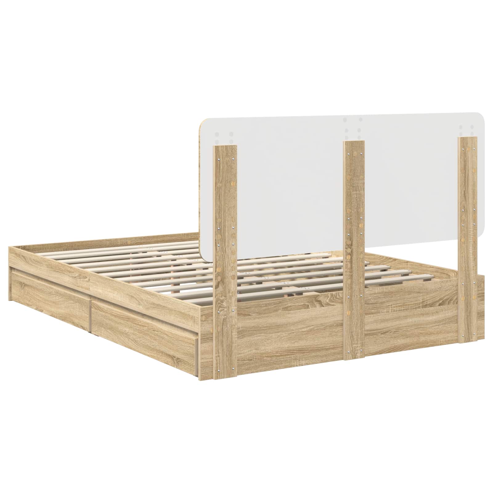 Krevet s od storage Sonoma hrast 140 x 200 cm Konstruirano drvo