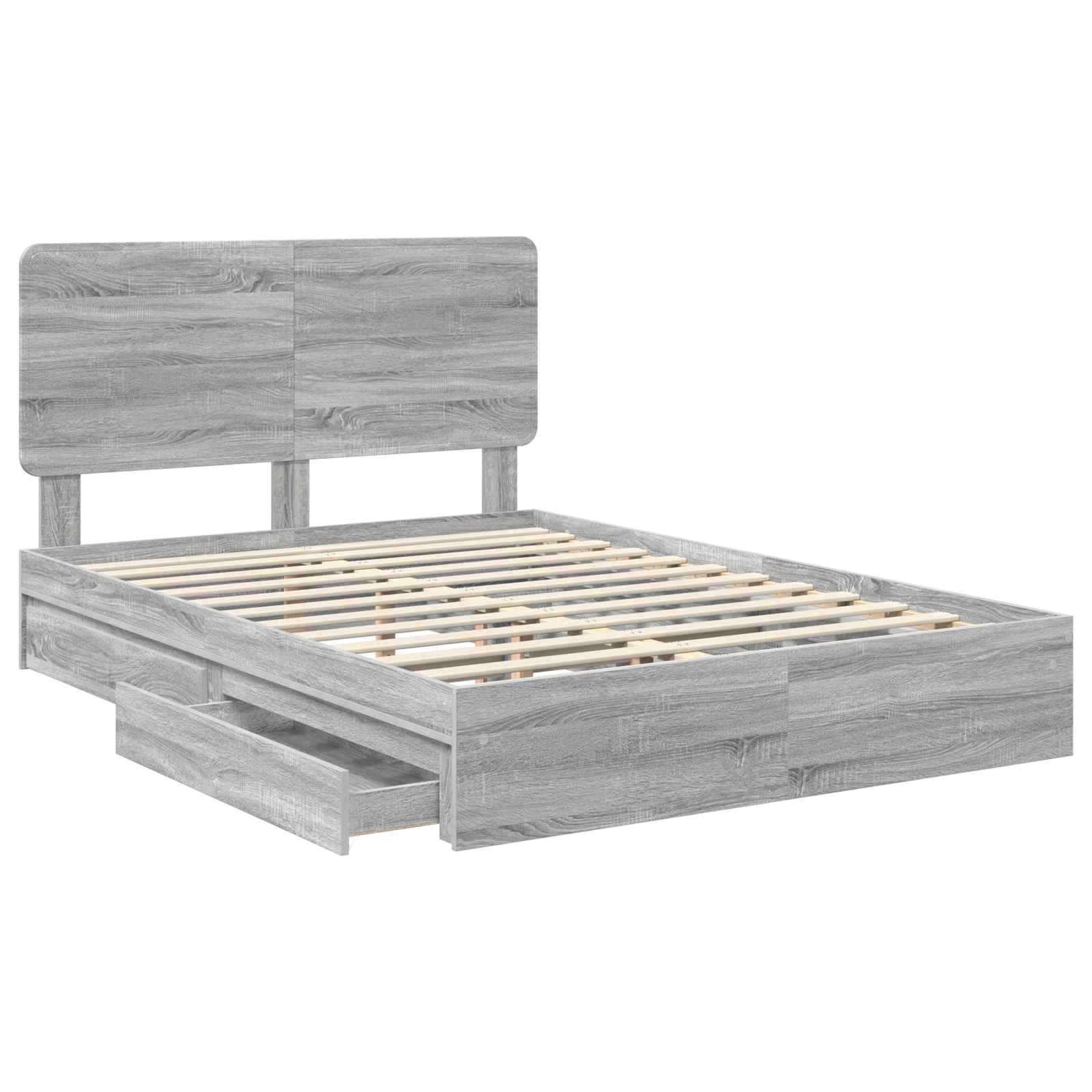 Krevet s od storage Siva Sonoma 140 x 200 cm Konstruirano drvo