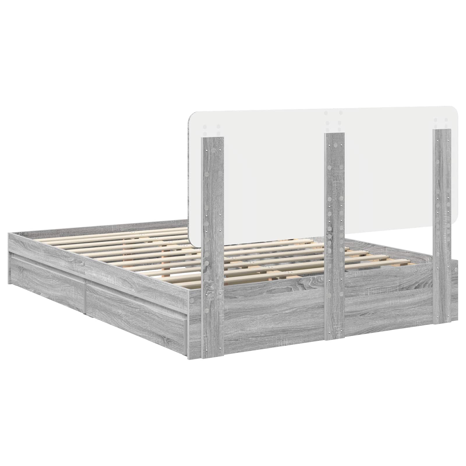 Krevet s od storage Siva Sonoma 140 x 200 cm Konstruirano drvo