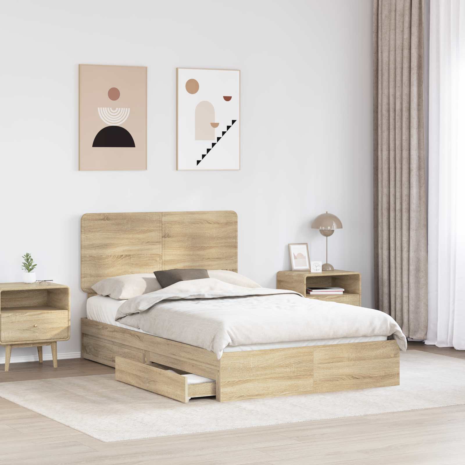 Krevet s od storage Sonoma hrast 120 x 200 cm Konstruirano drvo