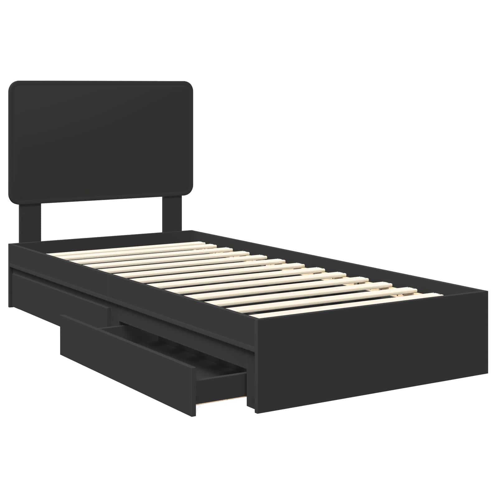 Krevet s od storage Crna 90 x 190 cm Konstruirano drvo