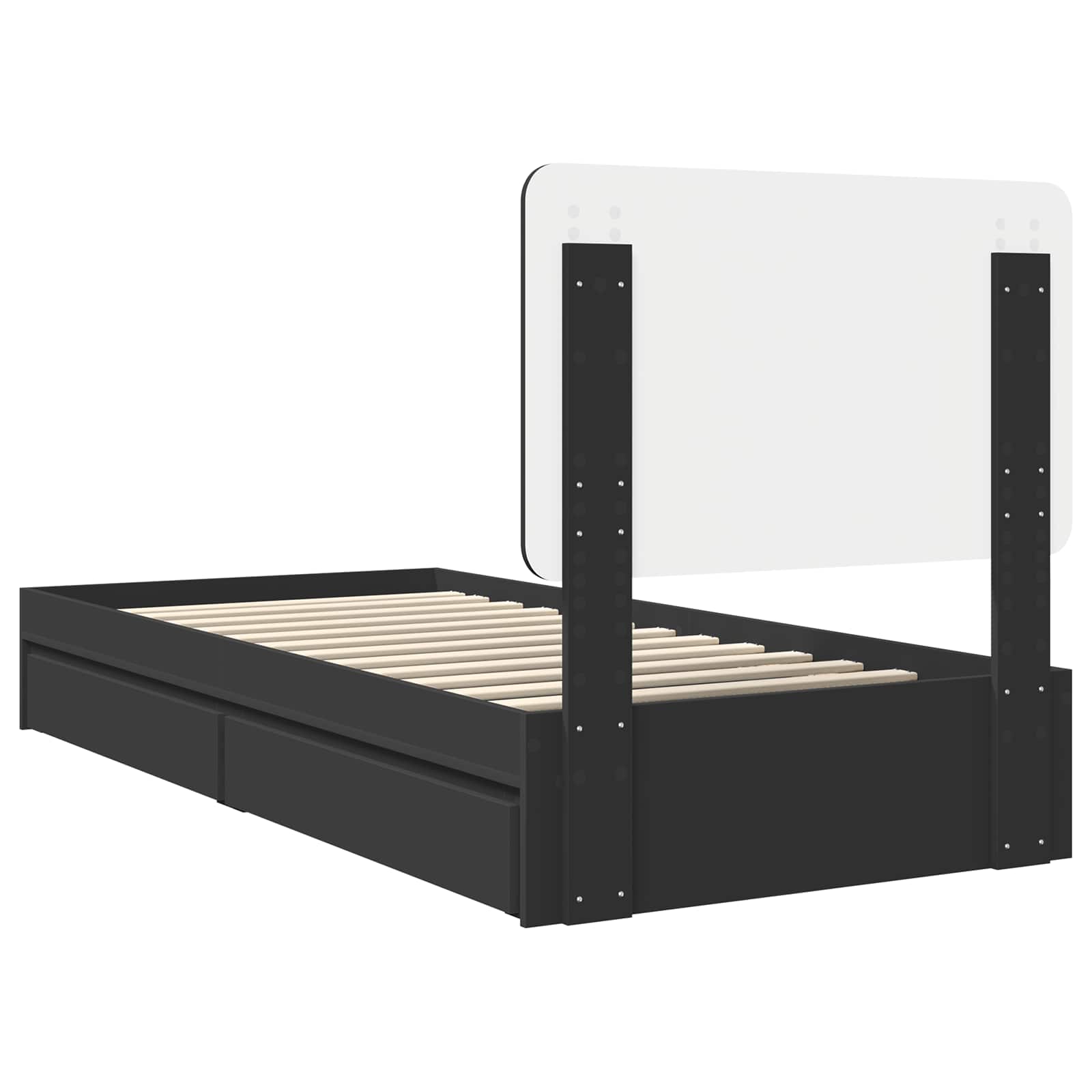 Krevet s od storage Crna 90 x 190 cm Konstruirano drvo