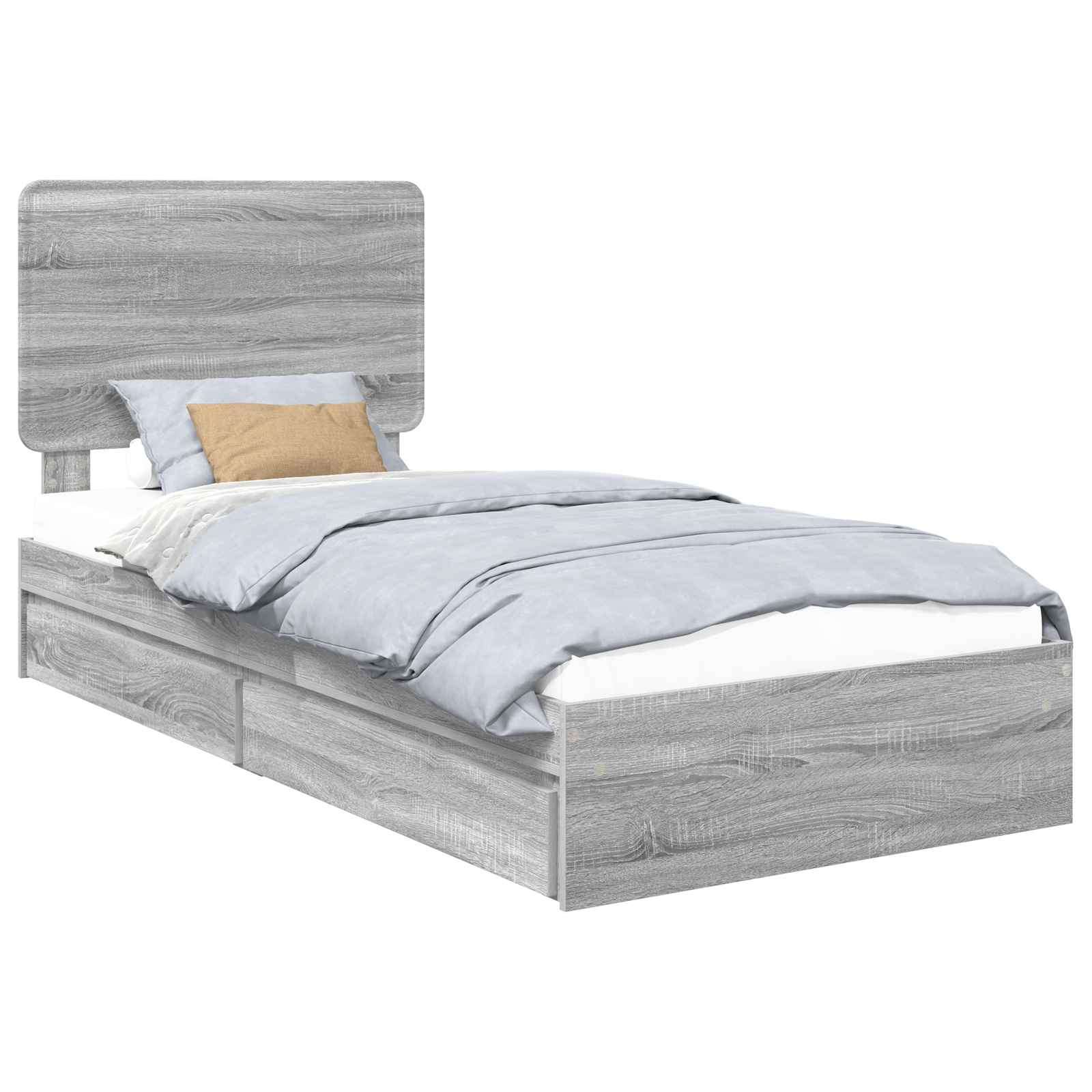 Krevet s od storage Siva Sonoma 90 x 190 cm Konstruirano drvo