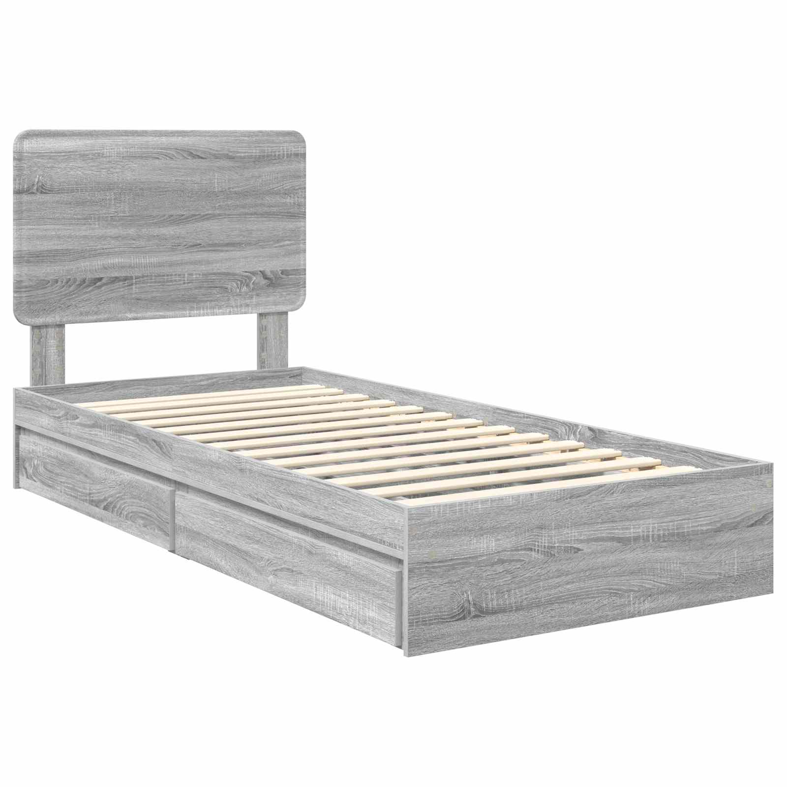 Krevet s od storage Siva Sonoma 90 x 190 cm Konstruirano drvo