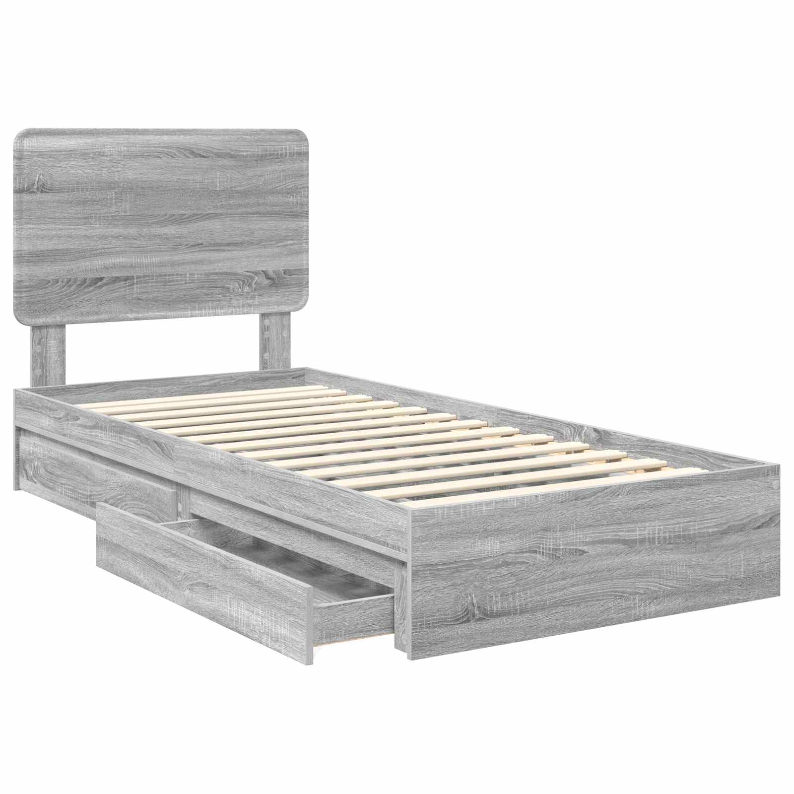 Krevet s od storage Siva Sonoma 90 x 190 cm Konstruirano drvo