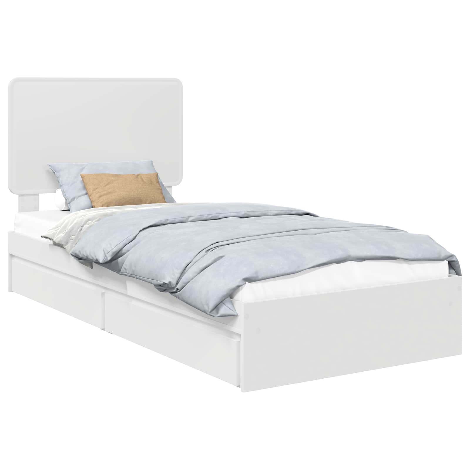 Krevet s od storage Bijelo 75 x 190 cm Konstruirano drvo