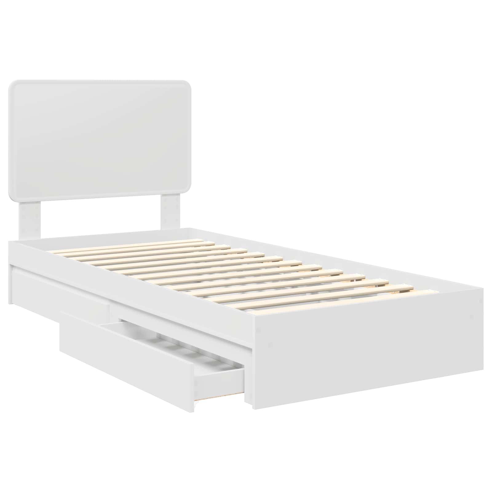 Krevet s od storage Bijelo 75 x 190 cm Konstruirano drvo