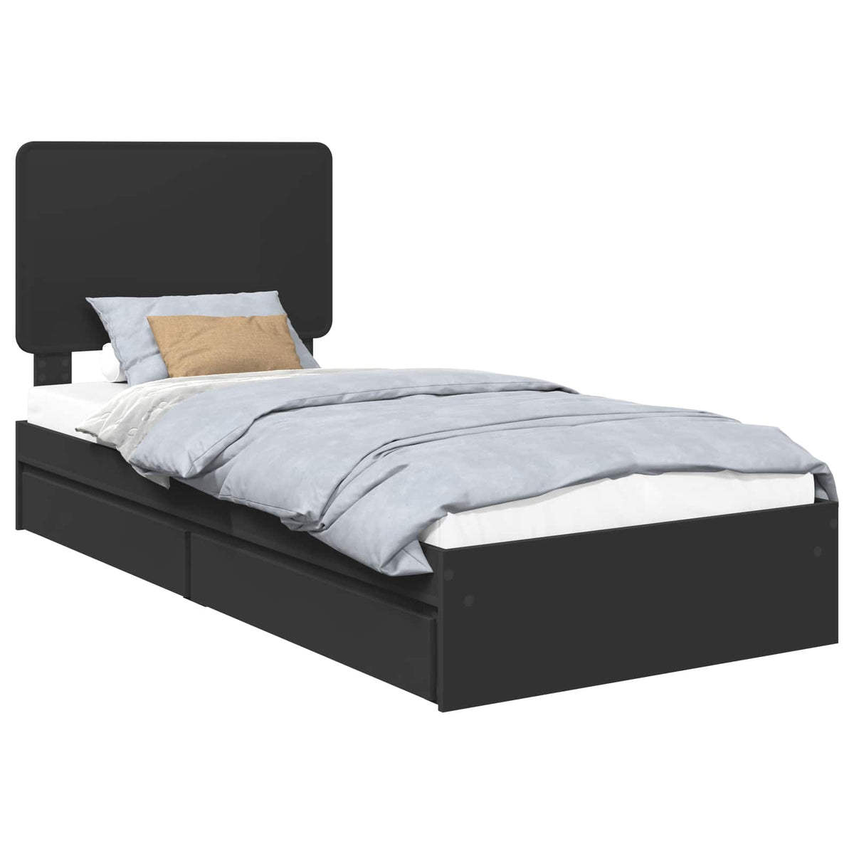 Krevet s od storage Podesivo Crna 75 x 190 cm Konstruirano drvo