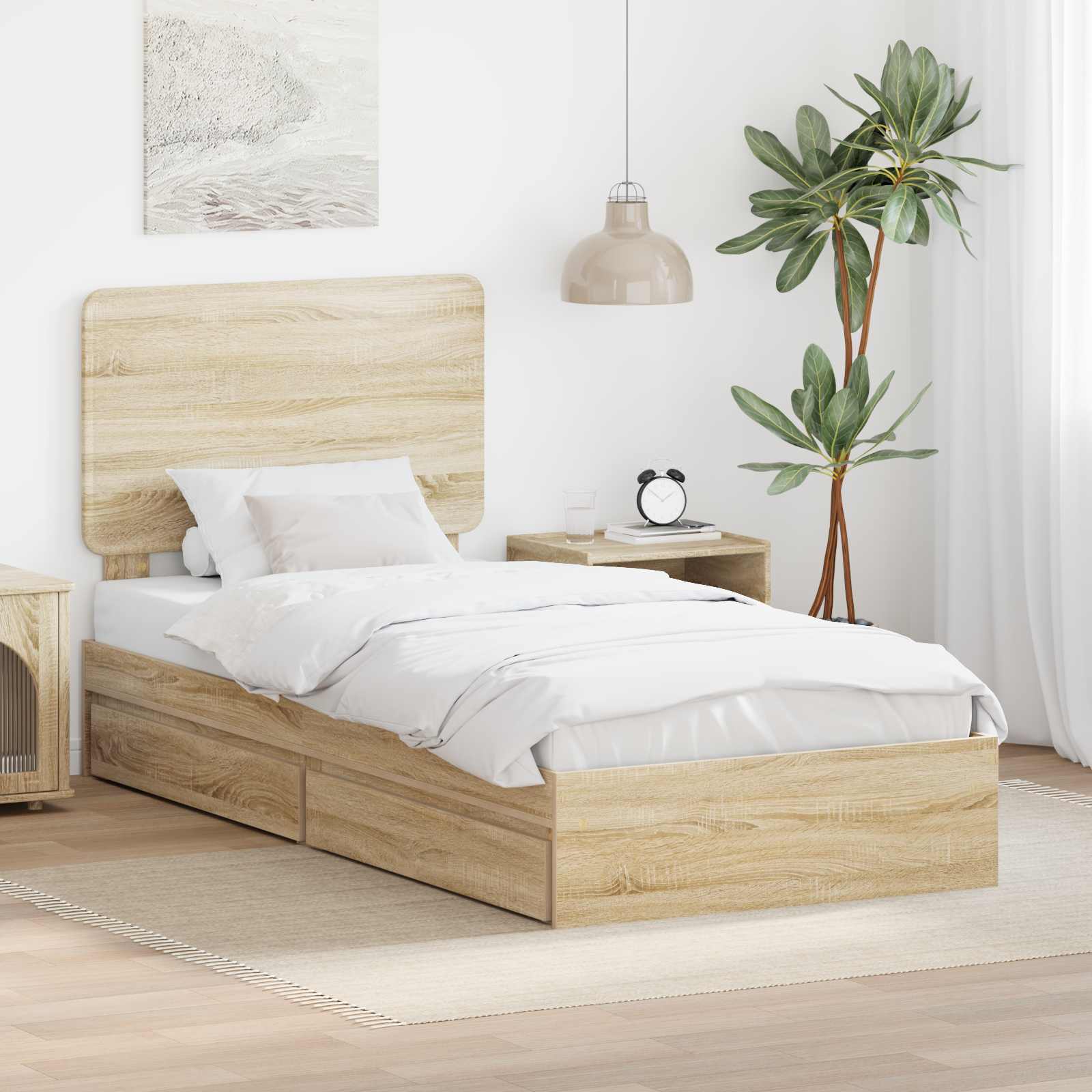 Krevet s od storage Sonoma hrast 75 x 190 cm Konstruirano drvo