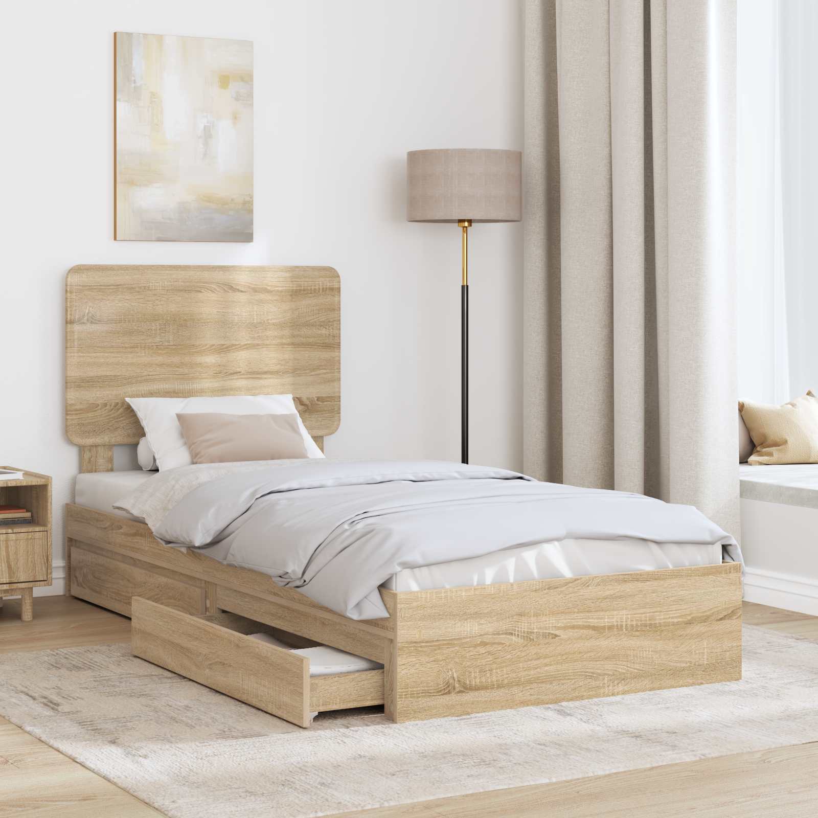 Krevet s od storage Sonoma hrast 75 x 190 cm Konstruirano drvo