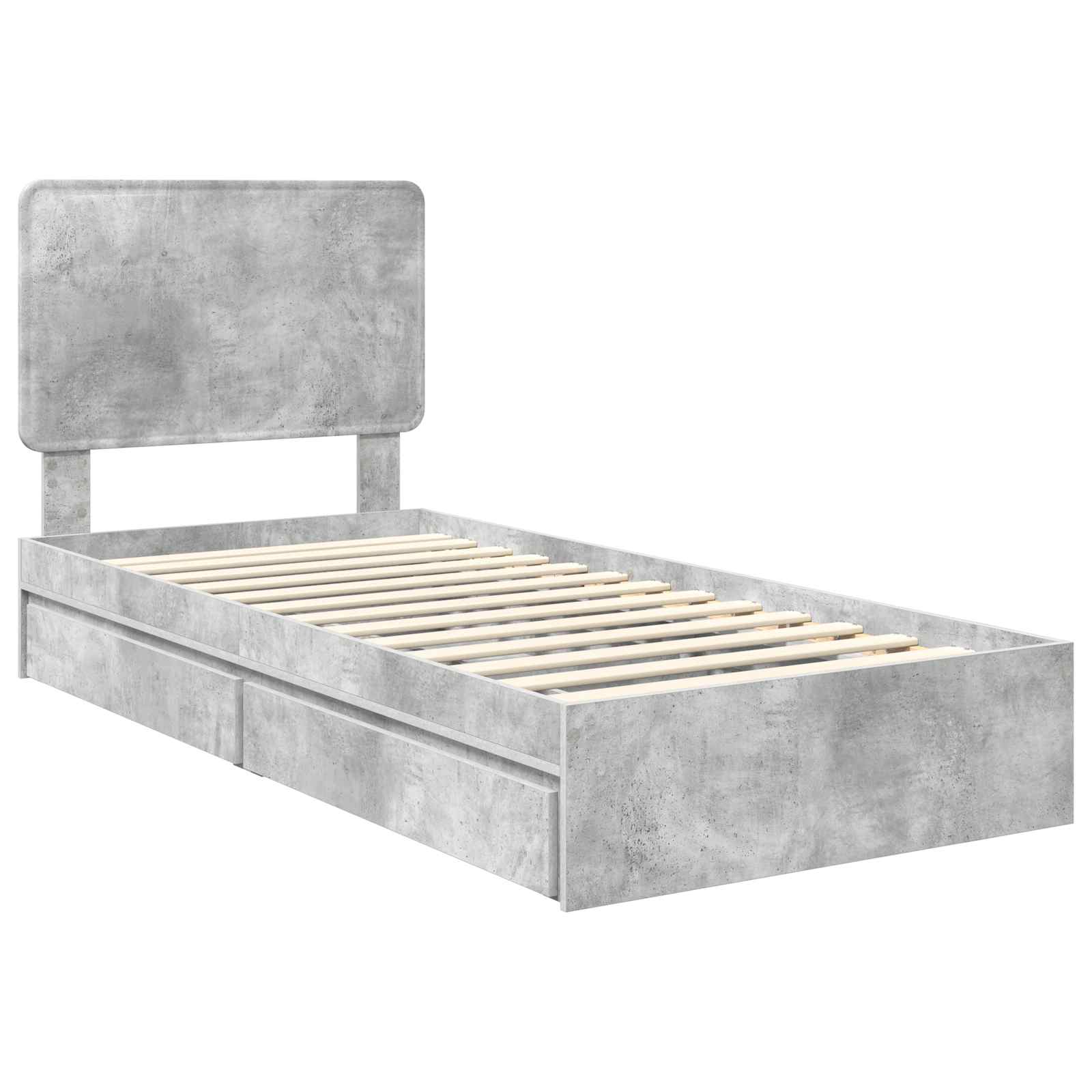 Krevet s od storage Betonski sivi 75 x 190 cm Konstruirano drvo