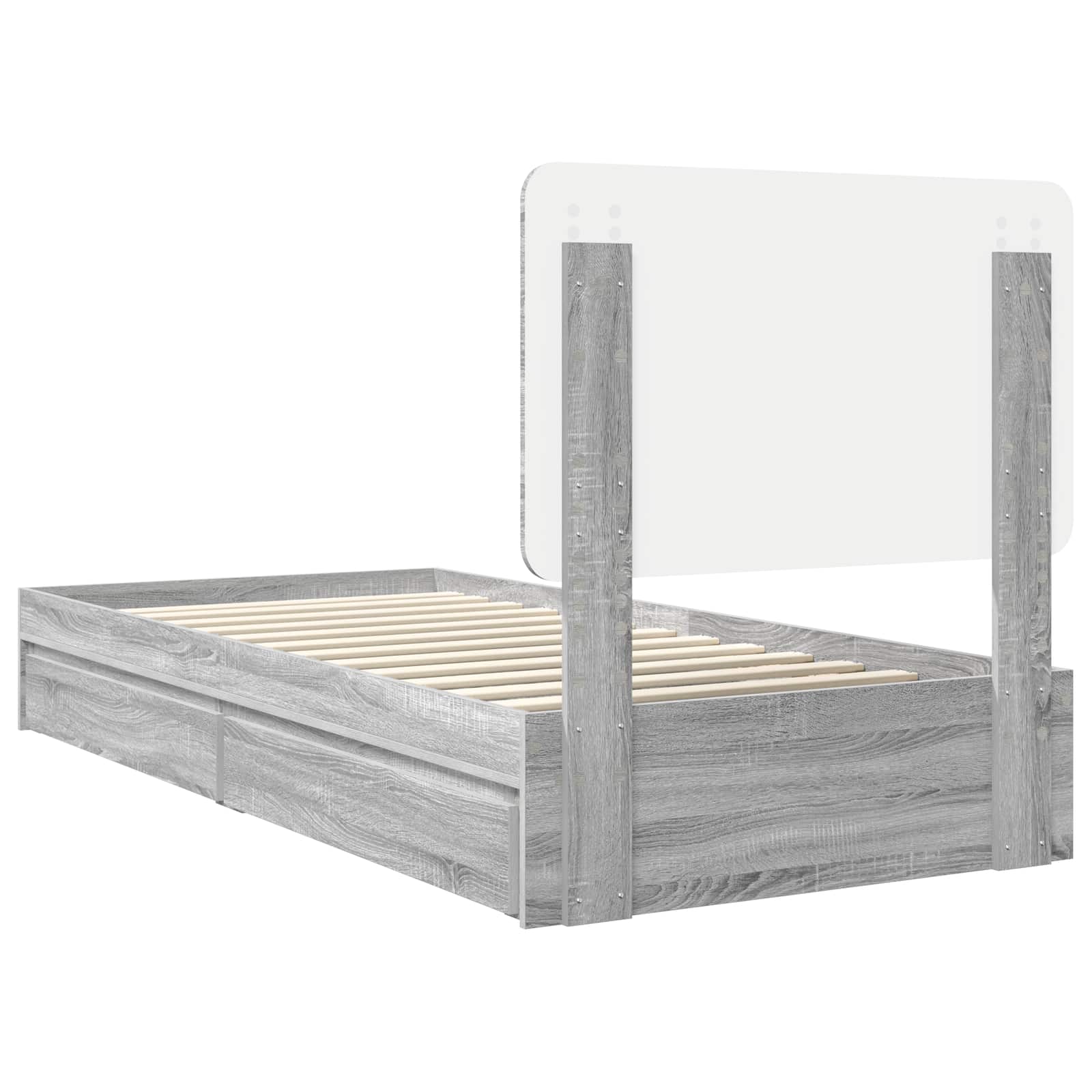 Krevet s od storage Siva Sonoma 75 x 190 cm Konstruirano drvo