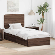 Krevet s od storage Smeđi hrast 75 x 190 cm Konstruirano drvo