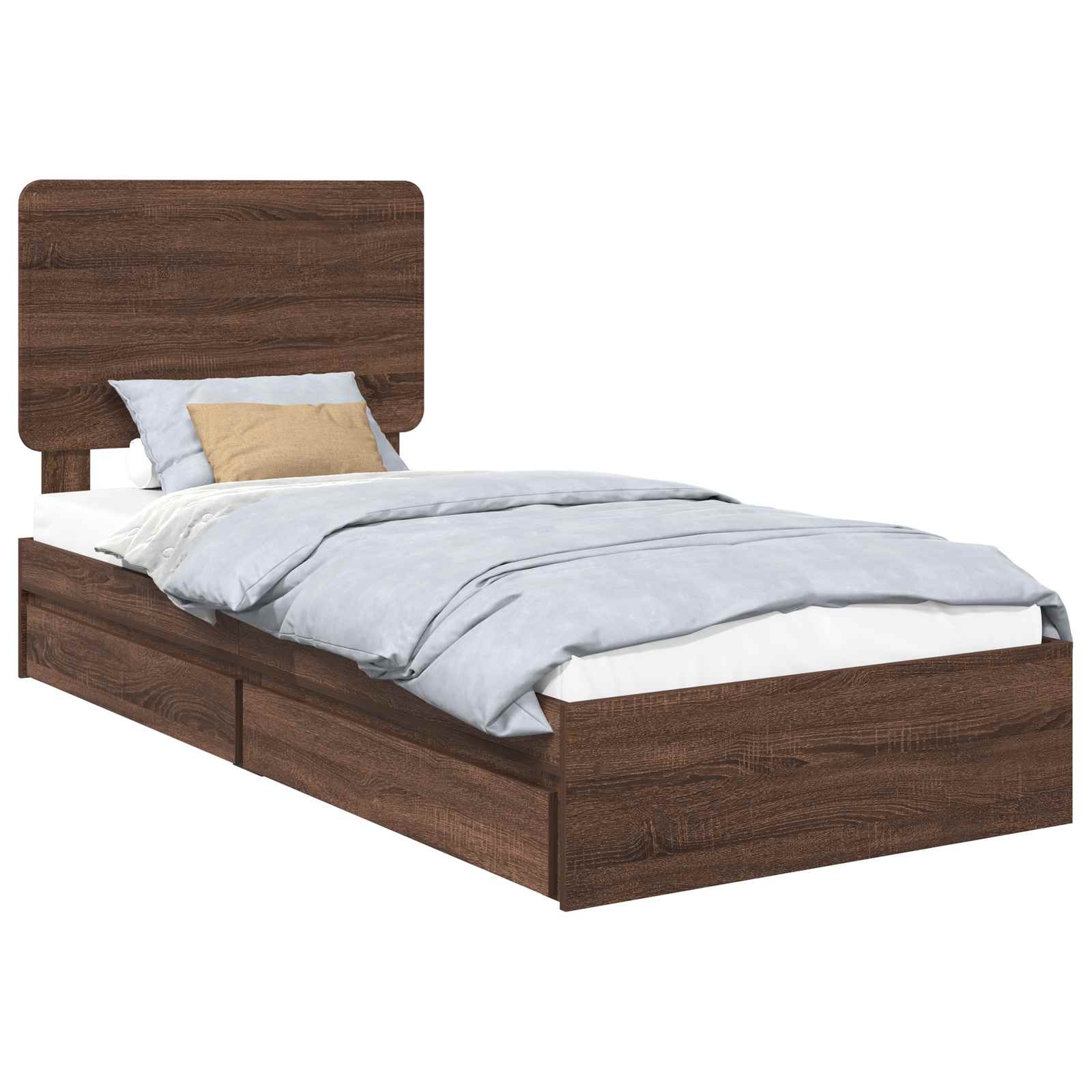 Krevet s od storage Smeđi hrast 75 x 190 cm Konstruirano drvo