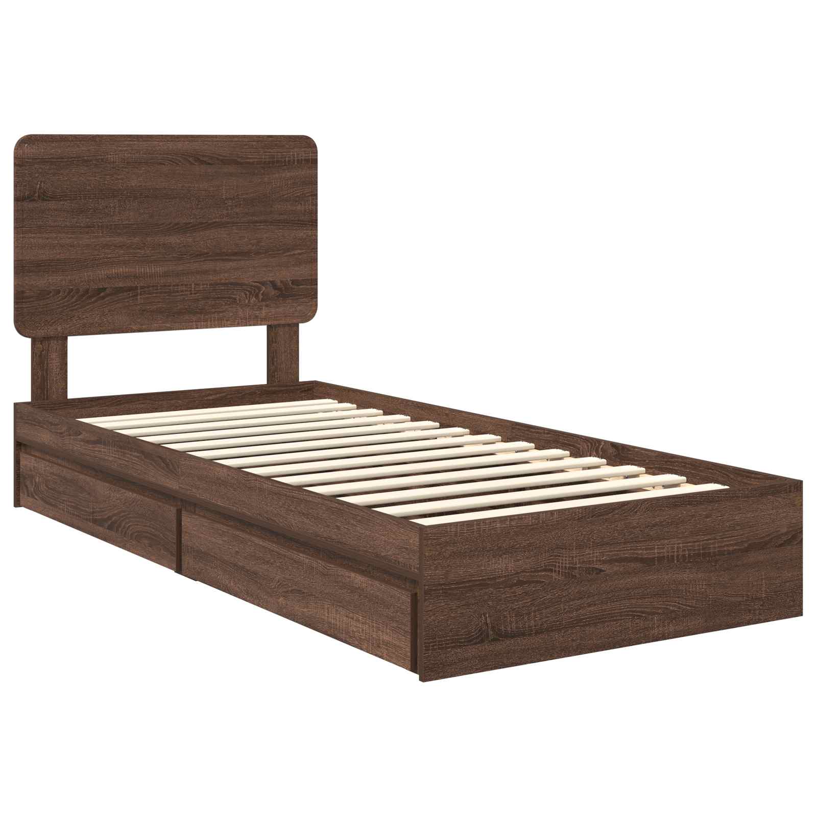 Krevet s od storage Smeđi hrast 75 x 190 cm Konstruirano drvo