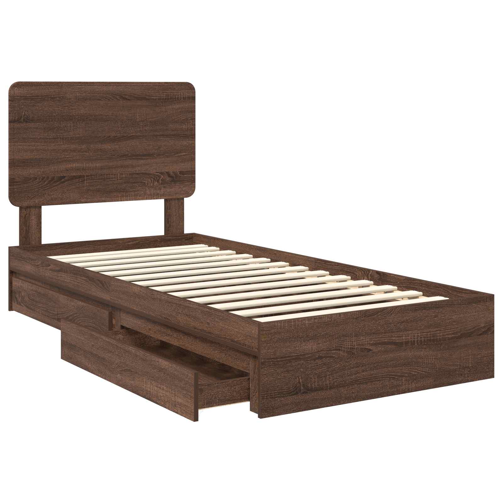 Krevet s od storage Smeđi hrast 75 x 190 cm Konstruirano drvo