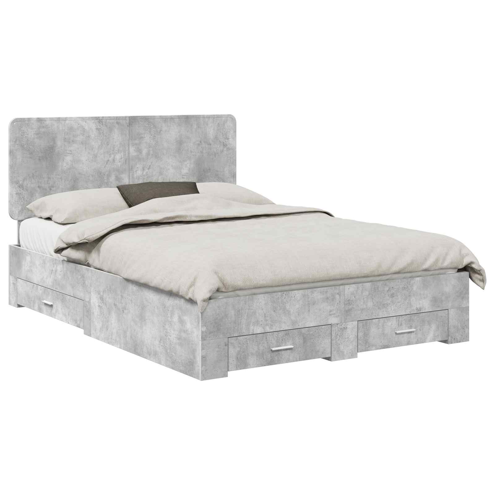 Krevetna konstrukcija s uzglavljem Betonski sivi 140 x 190 cm